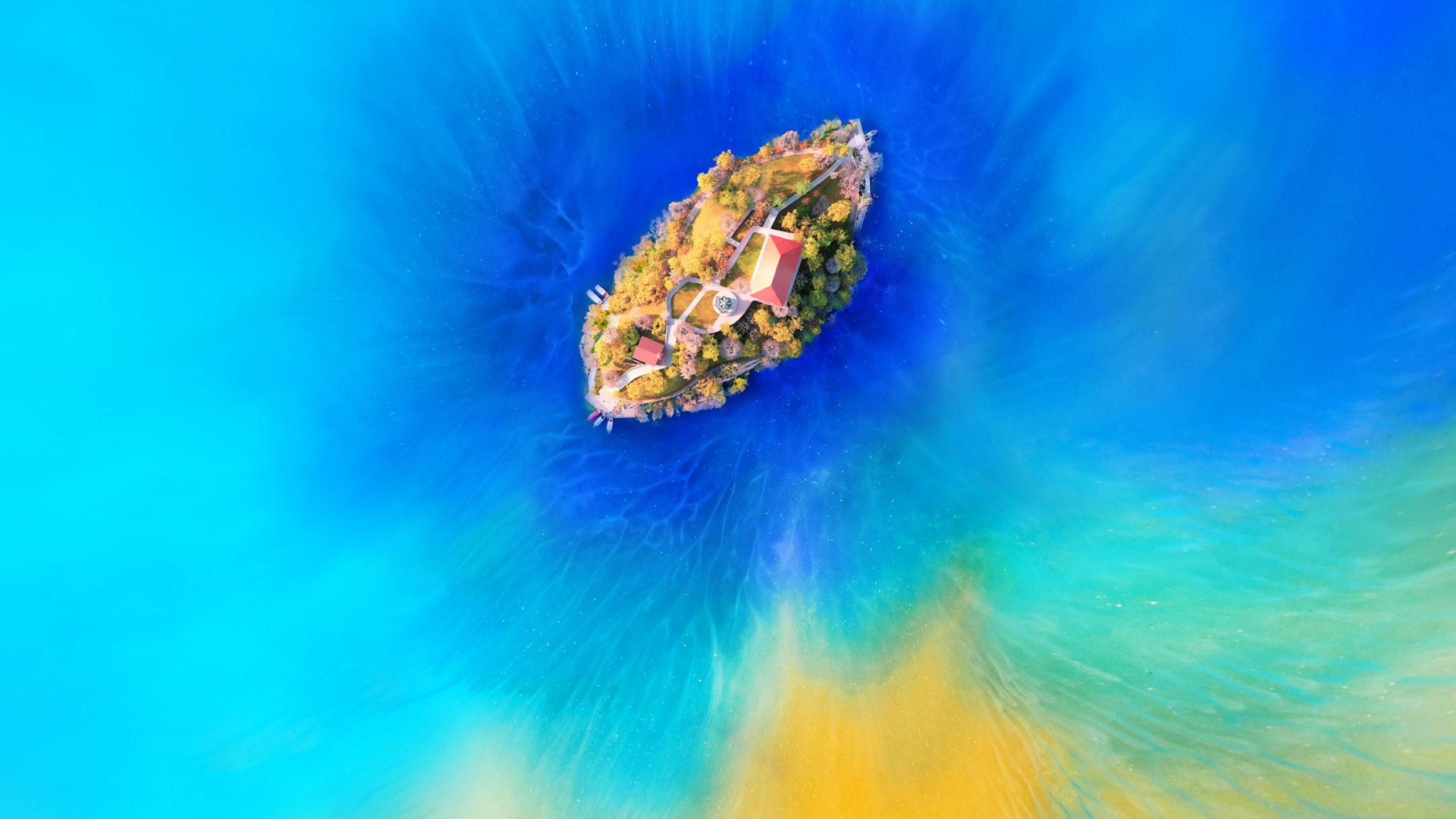Android 8.0, 2K, Huawei Mate 20, island, HD Wallpaper