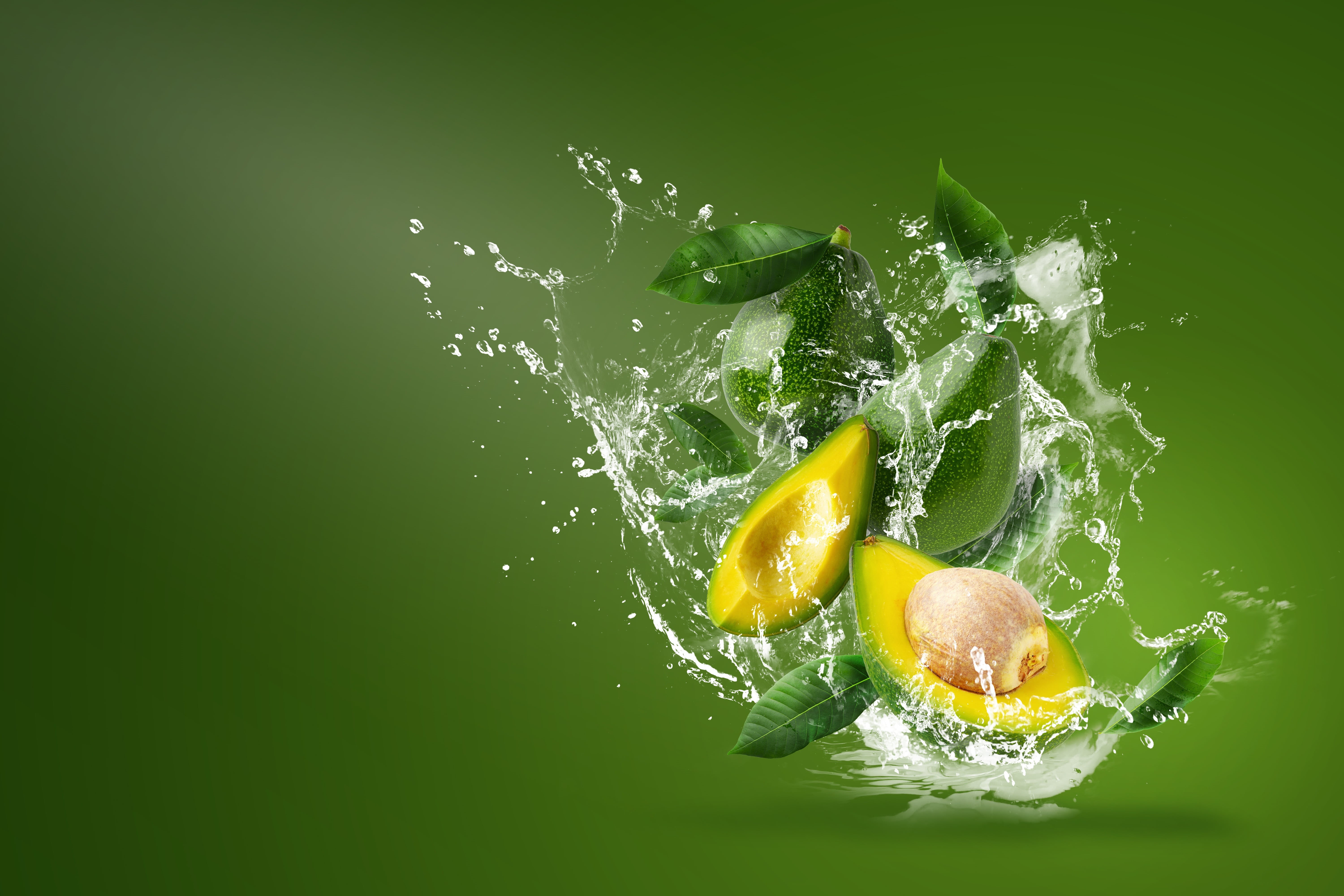 avocado, water, 5K, squirt, HD Wallpaper