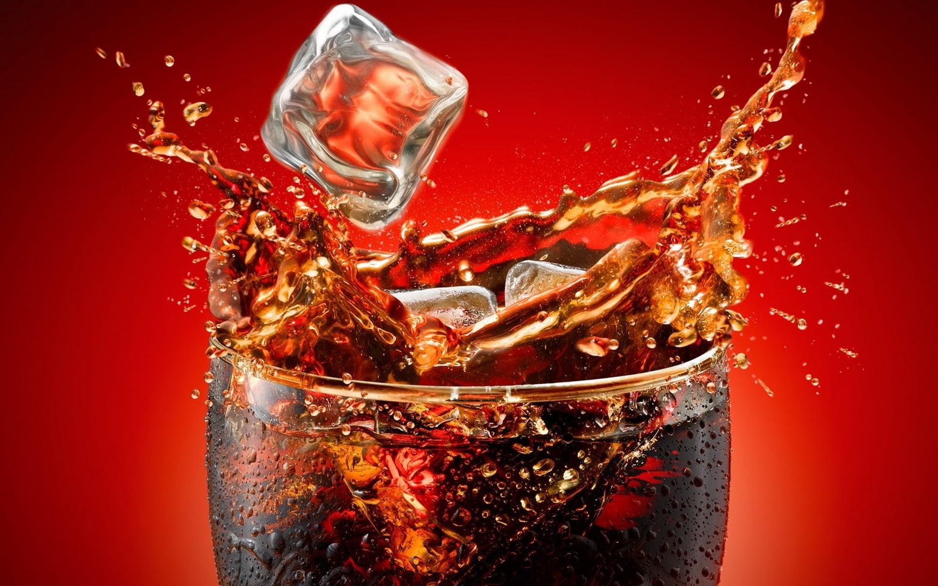 1080P, pouring, ice, ice cube, red background, flowing, drop, whiskey, drink, drinking Glass, close-up, yellow, studio shot, food And Drink, indoors, isolated, HD Wallpaper