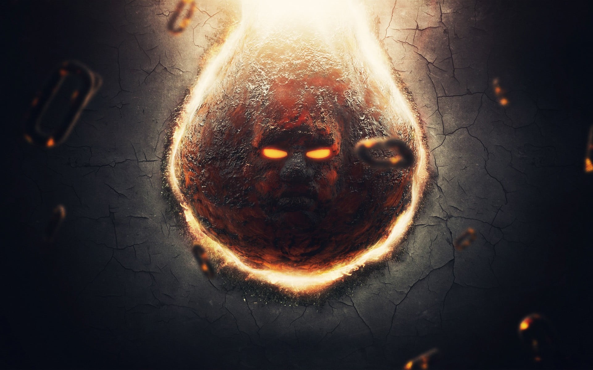 1080P, orange color, illustration, illuminated, looking at camera, camera, portrait, shape, indoors, fire, nature, no people, creativity, glowing, design, HD Wallpaper