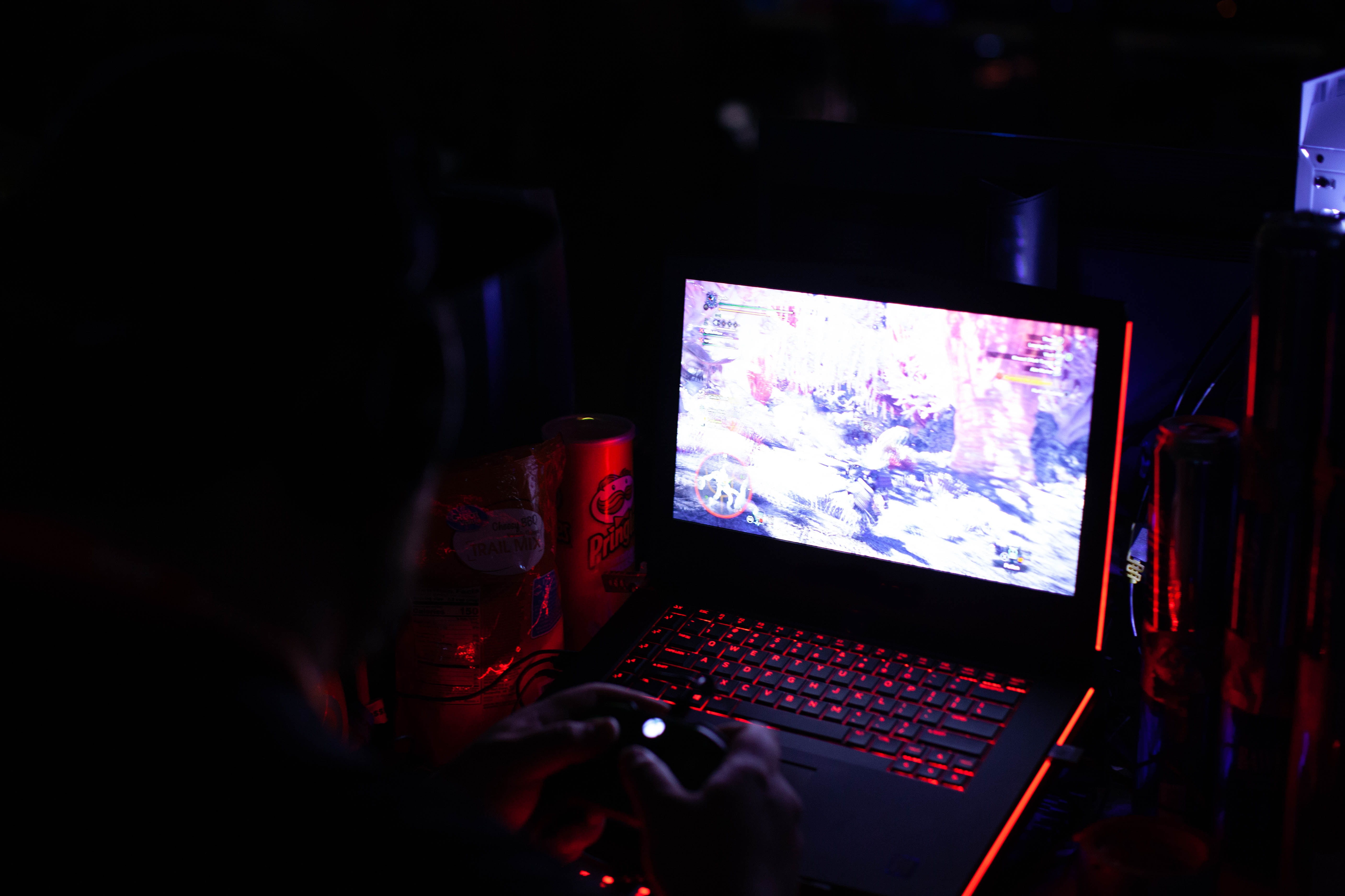 gamer, human body part, unrecognizable person, lan party, night, dark, nightlife, connection, working, computer equipment, adult, technology, occupation, HD Wallpaper