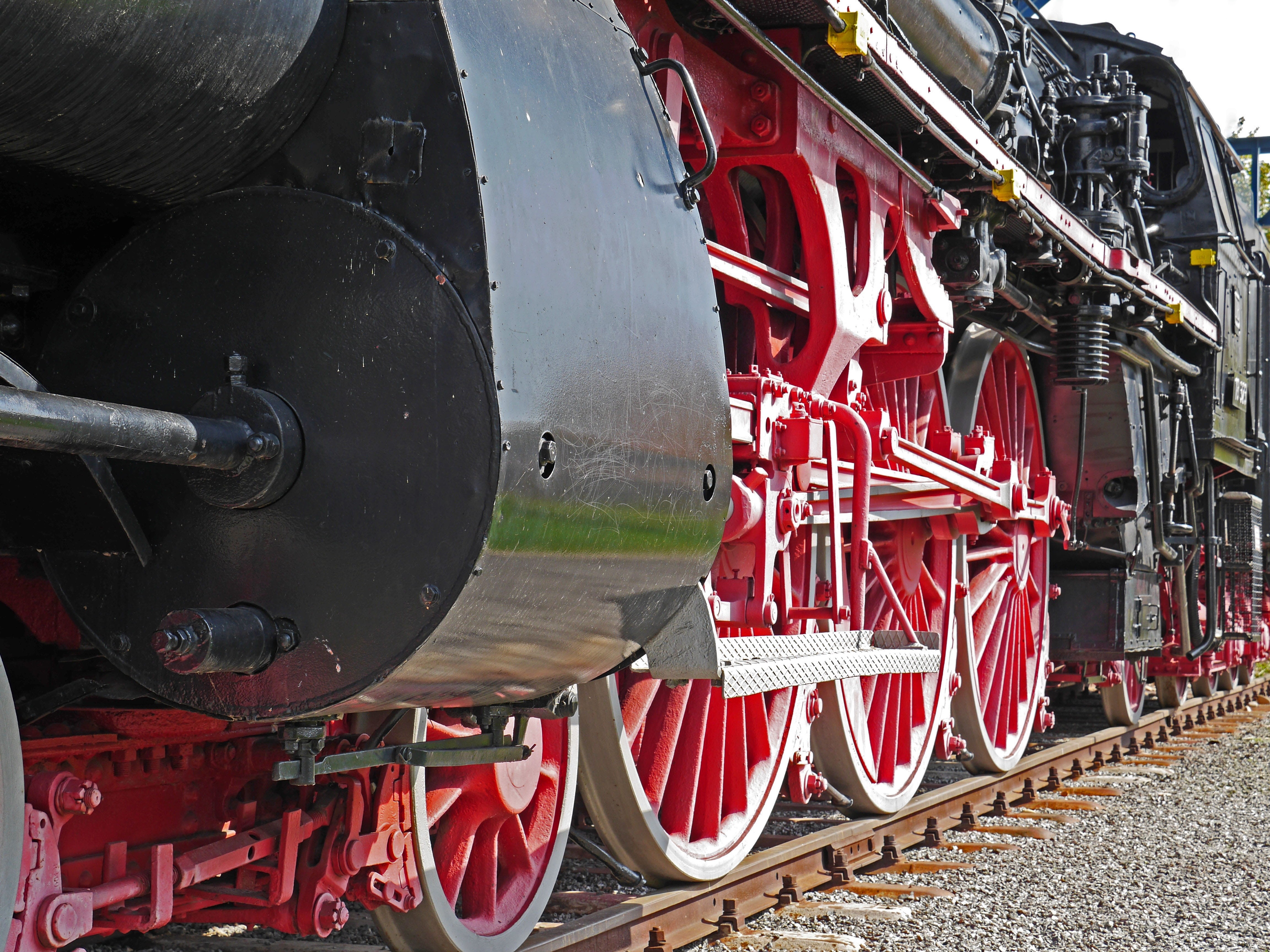 baden, low angle shot, rhine valley, red, rail transportation, steam train, machine, train - vehicle, spoke wheel, railroad track, wheel, drive, land vehicle, HD Wallpaper