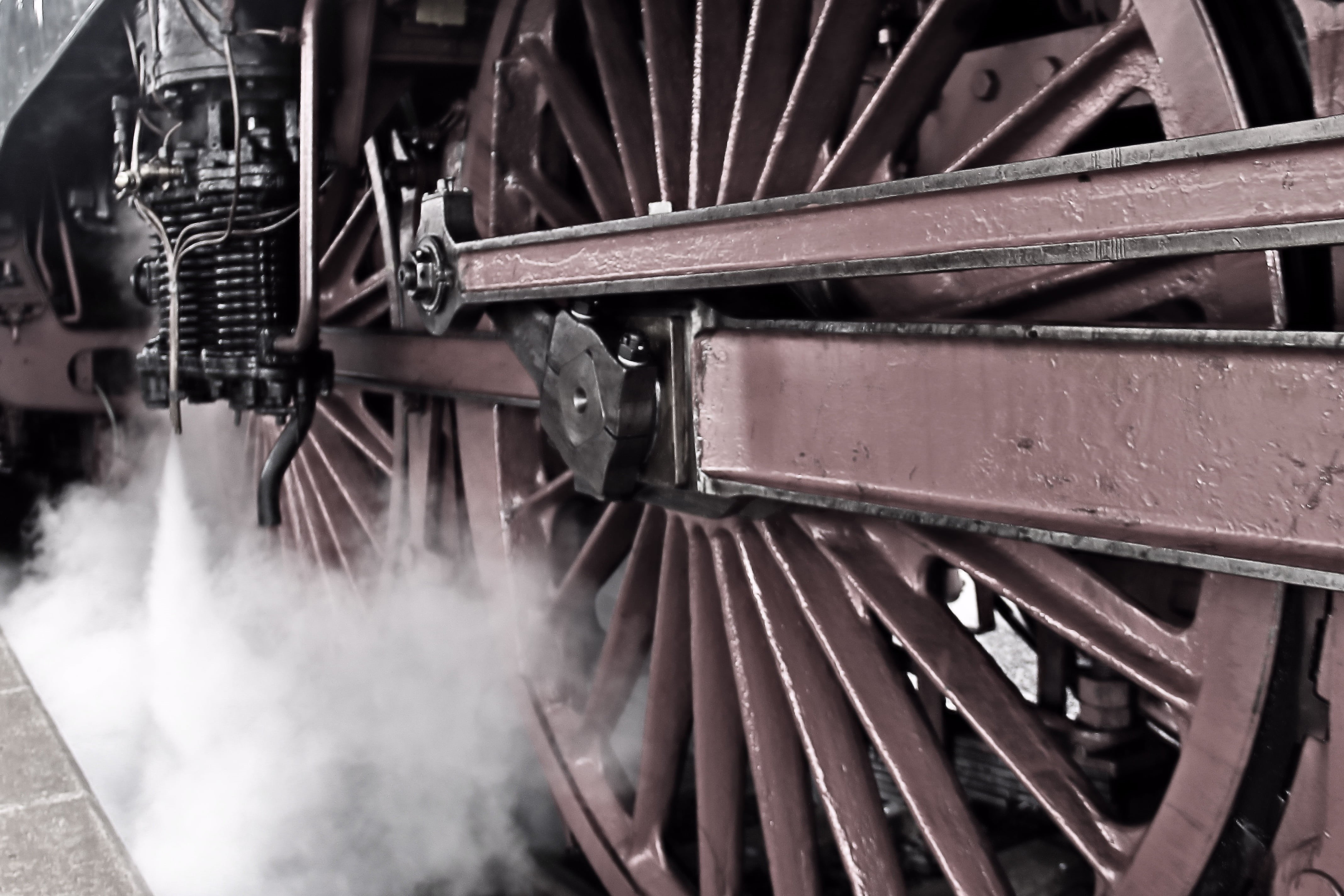 transportation, drive wheels, train - vehicle, 4K, metal, german reichsbahn, industry, train, blowing wheels, mode of transport, historically, no people, HD Wallpaper