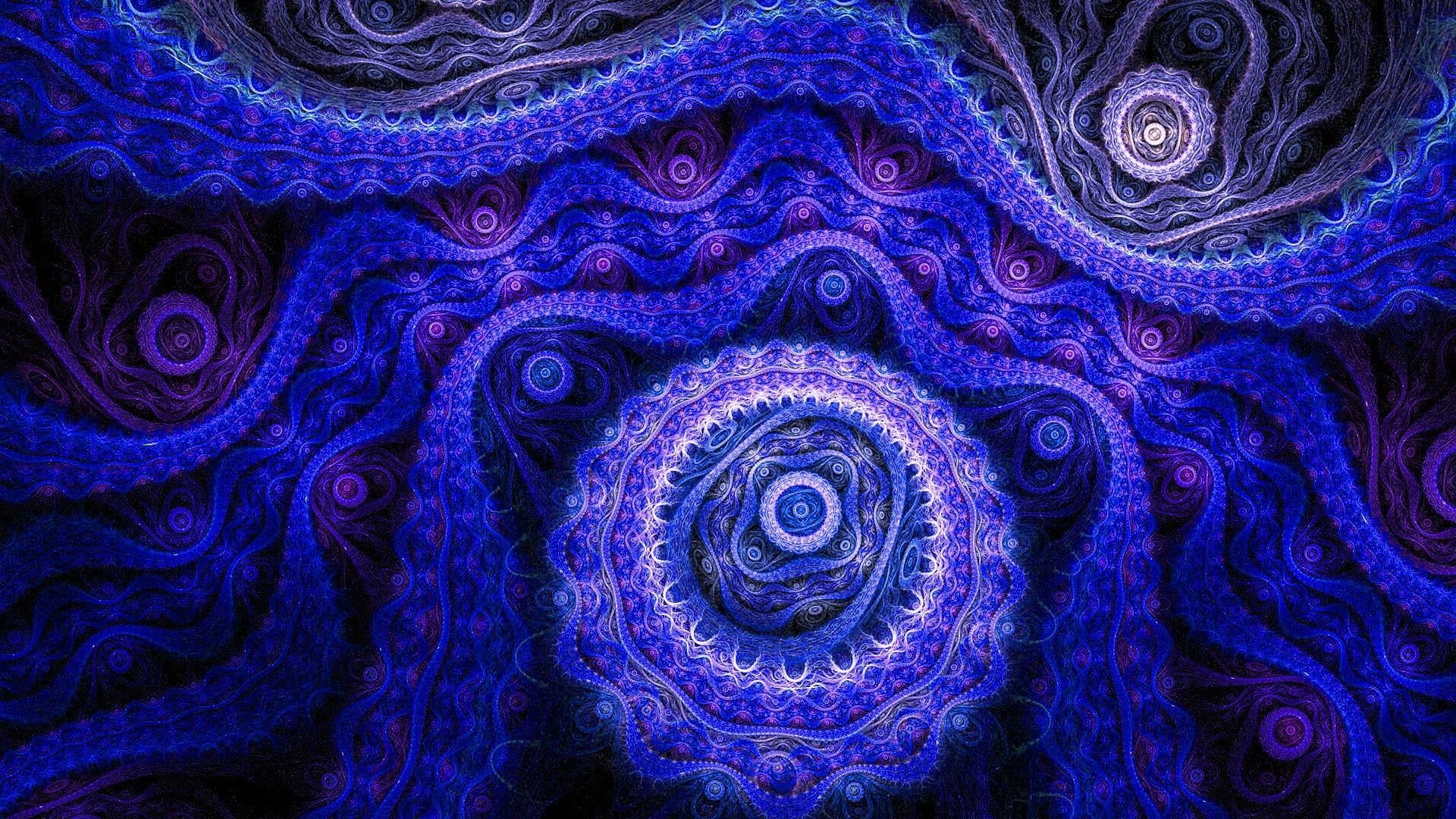 eye, close-up, textile, art and craft, animal themes, organism, blue, backgrounds, intricacy, indoors, fractal art, creativity, nature, 1080P, purple, HD Wallpaper
