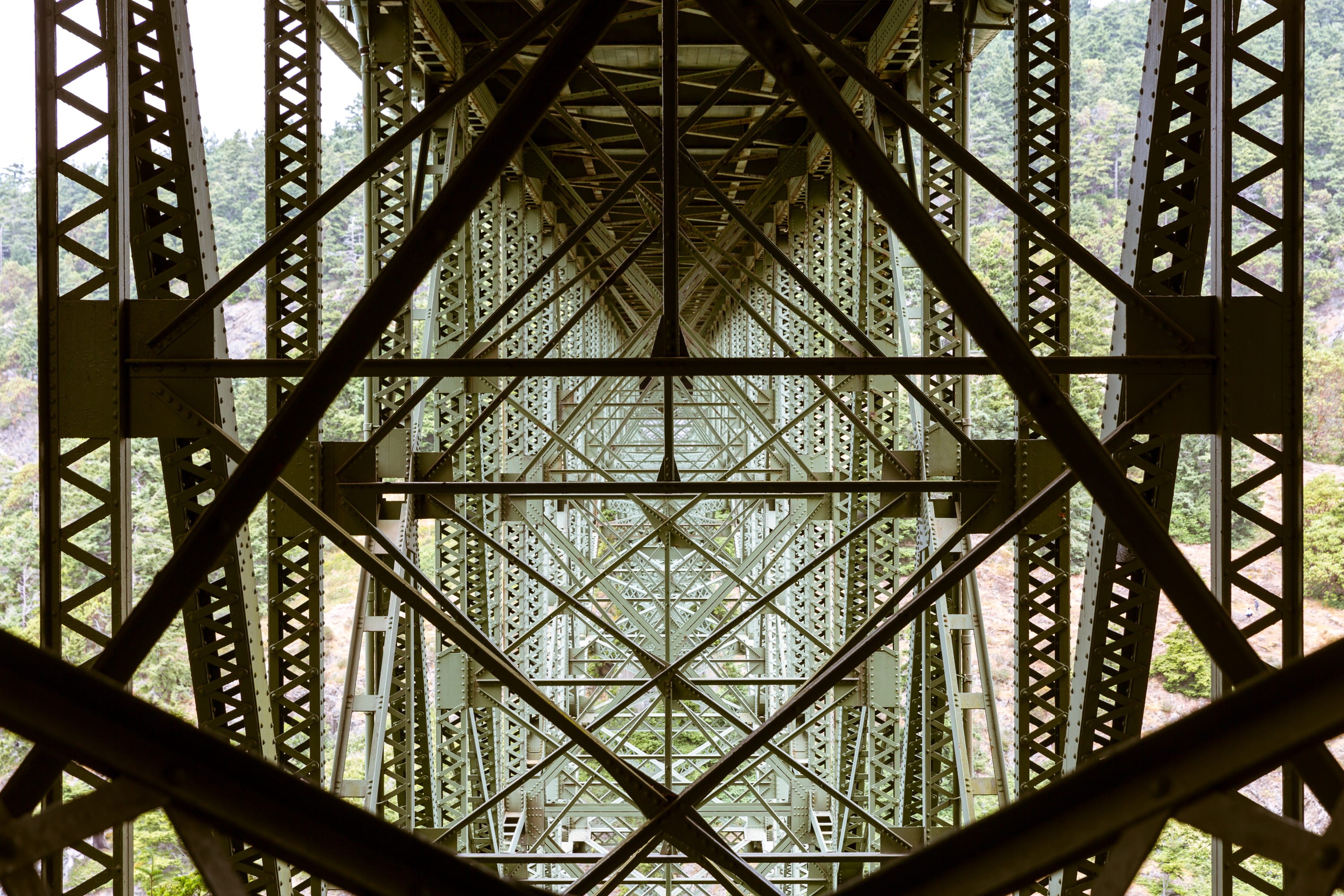 sturdy, steel, bridge, architecture, symmetry, wrought iron, connection, gorge, travel destinations, deception pass state park, strong, metal, complex, HD Wallpaper