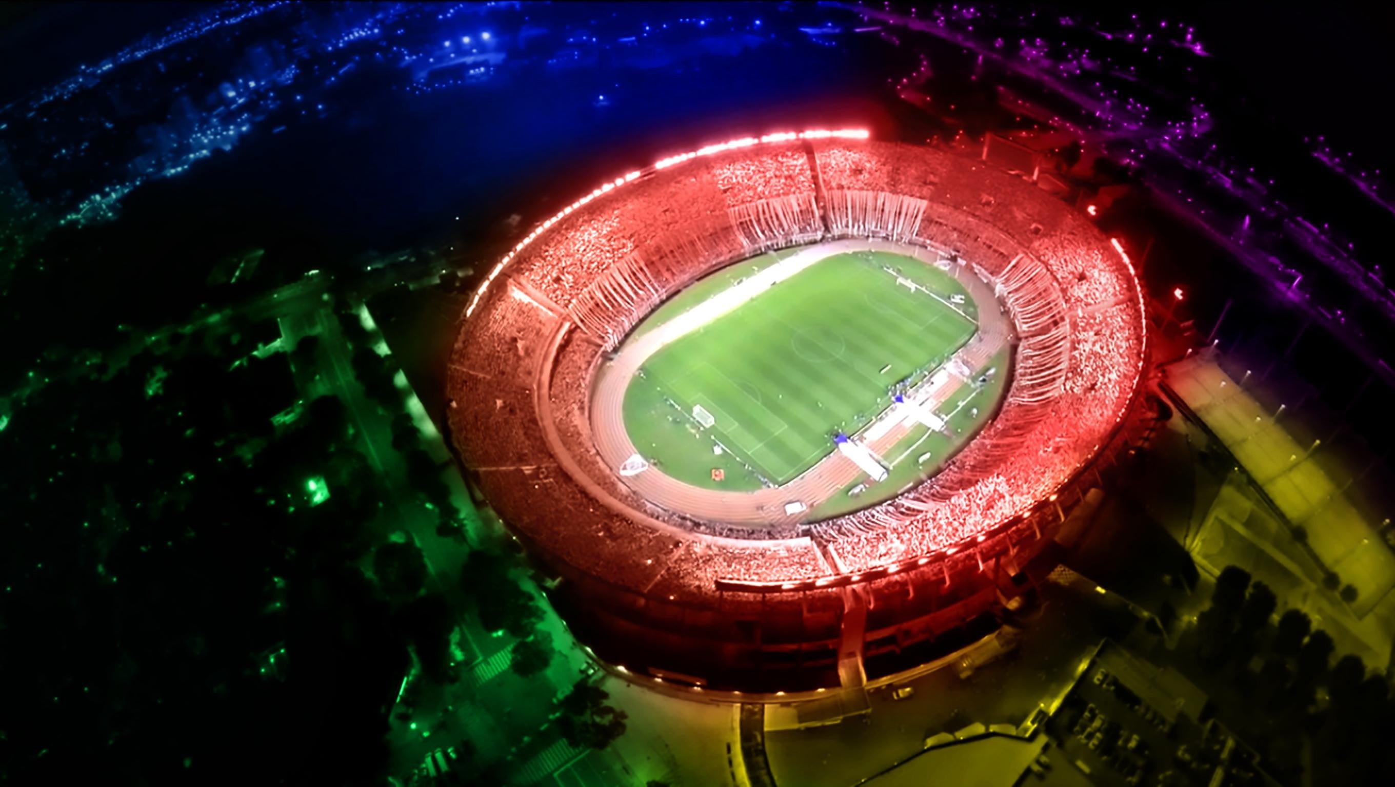 outdoors, green color, night, water, built structure, illuminated, pipe - tube, close-up, architecture, no people, stadium, nature, lighting equipment, HD Wallpaper