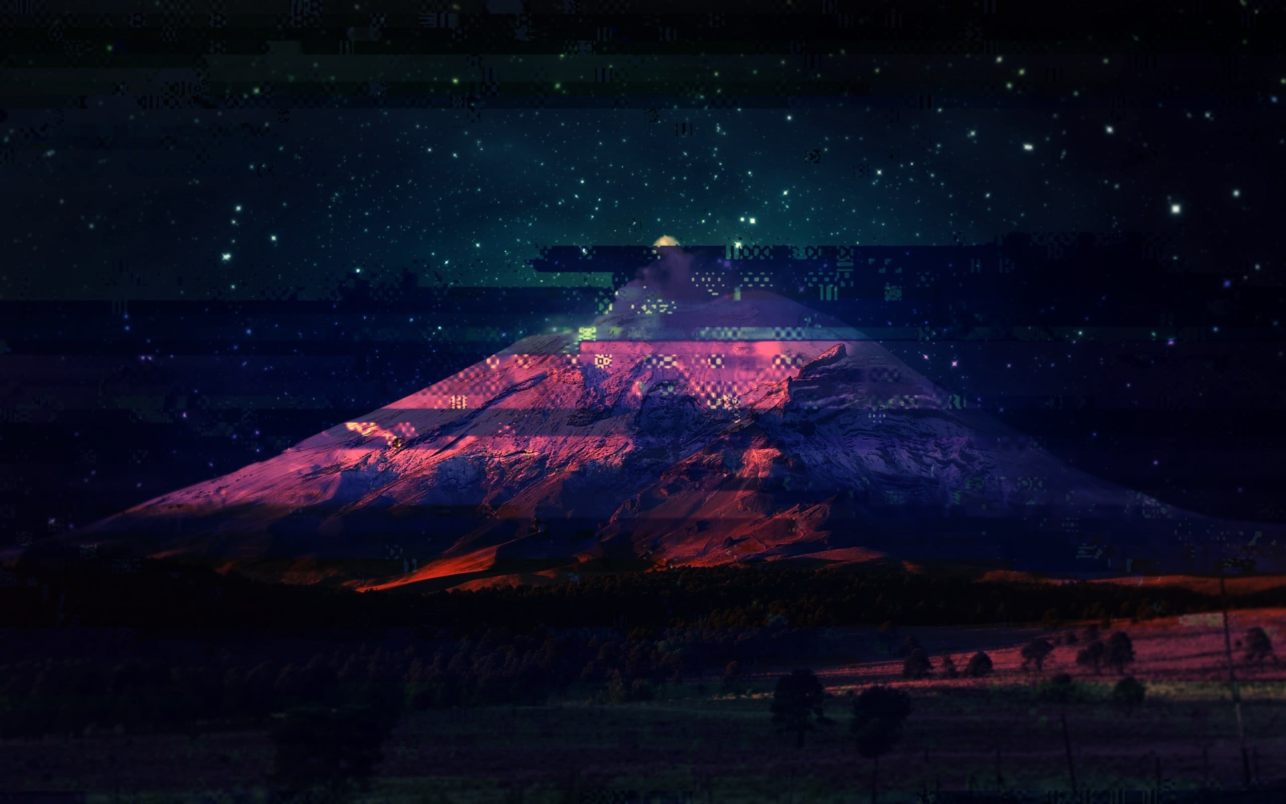 star - space, night, astronomy, star, mountain, galaxy, no people, tranquility, beauty in nature, environment, space, pink, 2K, snowcapped mountain, illustration, HD Wallpaper