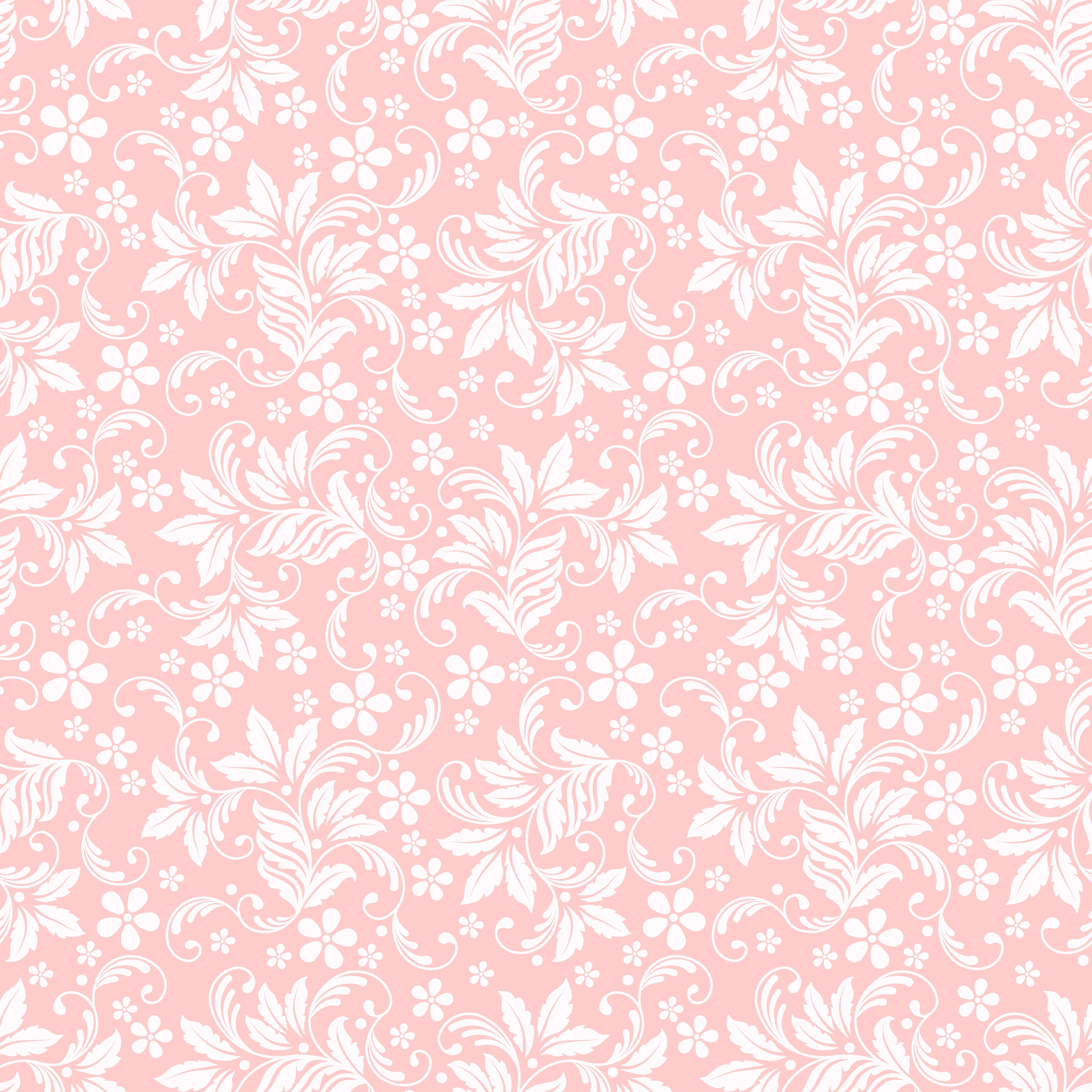texture, 4K, floral ornament, seamless, pink background, Phone HD Wallpaper