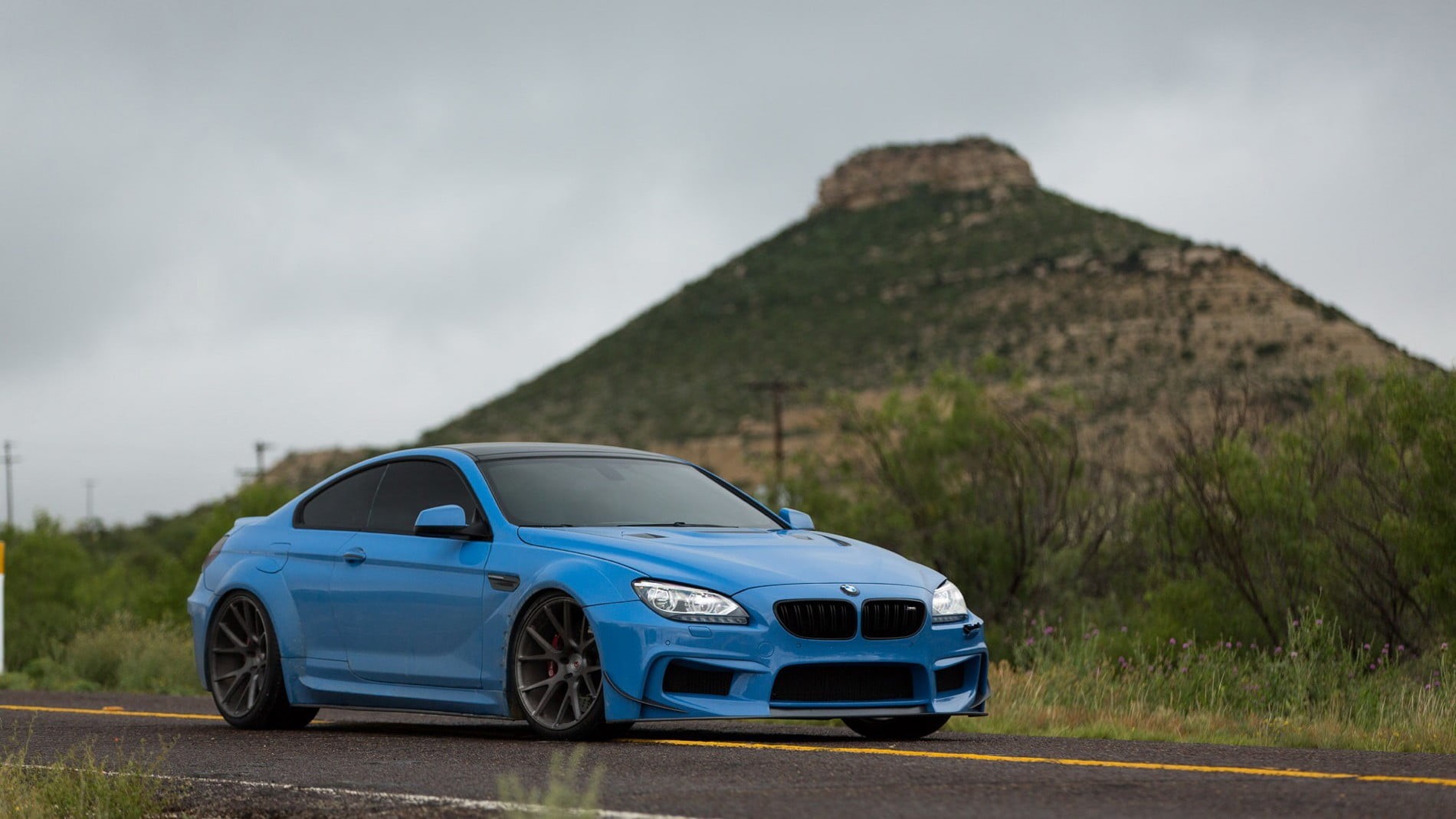 BMW, day, land vehicle, BMW 650i, Prior Design, sports car, motor vehicle, transportation, blue, coupe, 720P, nature, Vossen, car, mode of transportation, HD Wallpaper