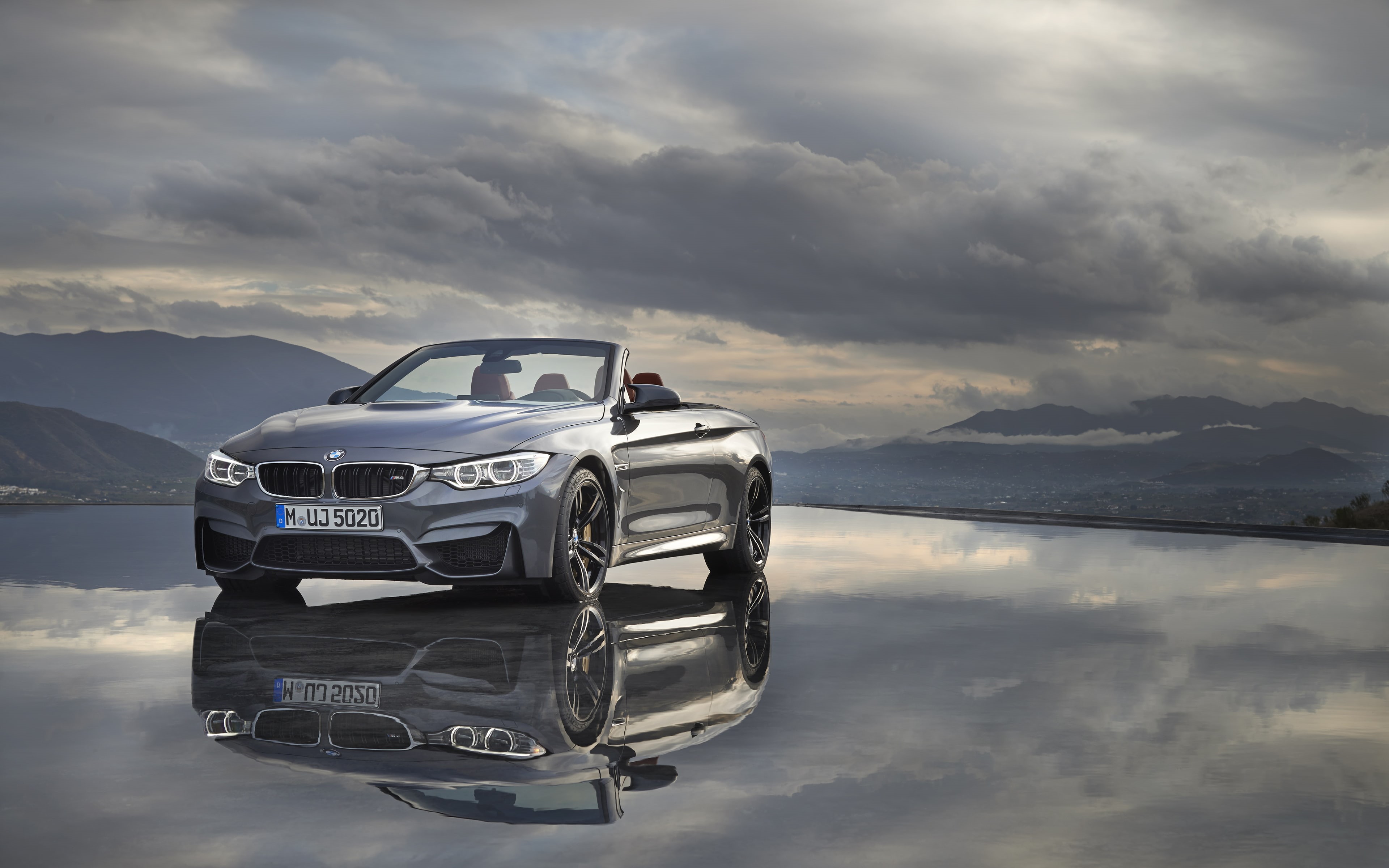 4K, BMW M4 Cabrio, vehicle, Convertible, car, reflection, BMW M4, HD Wallpaper