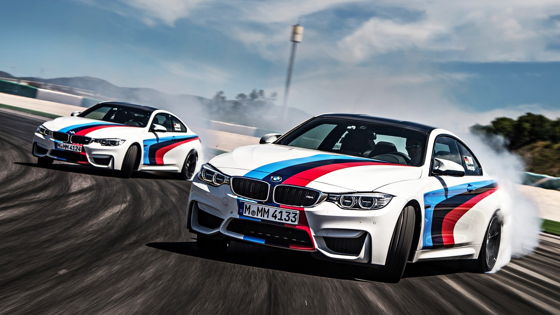 drift, BMW, motion, mode of transportation, competition, day, 1080P, sports track, land vehicle, competitive sport, white, cars, transportation, speed, HD Wallpaper