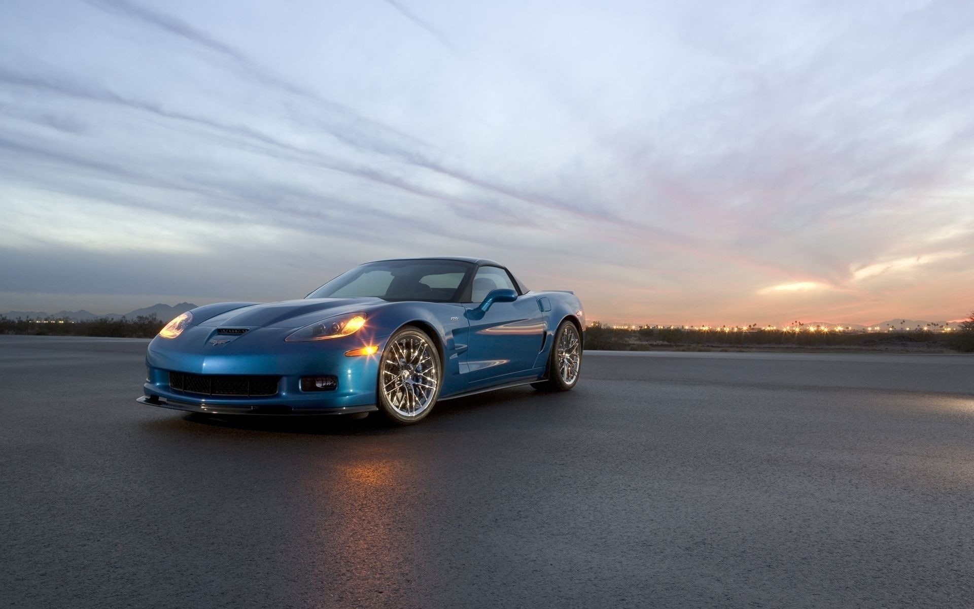 nature, outdoors, transportation, road, 1080P, mode of transportation, sports car, motor vehicle, sky, land vehicle, speed, city, sunset, luxury, retro styled, HD Wallpaper