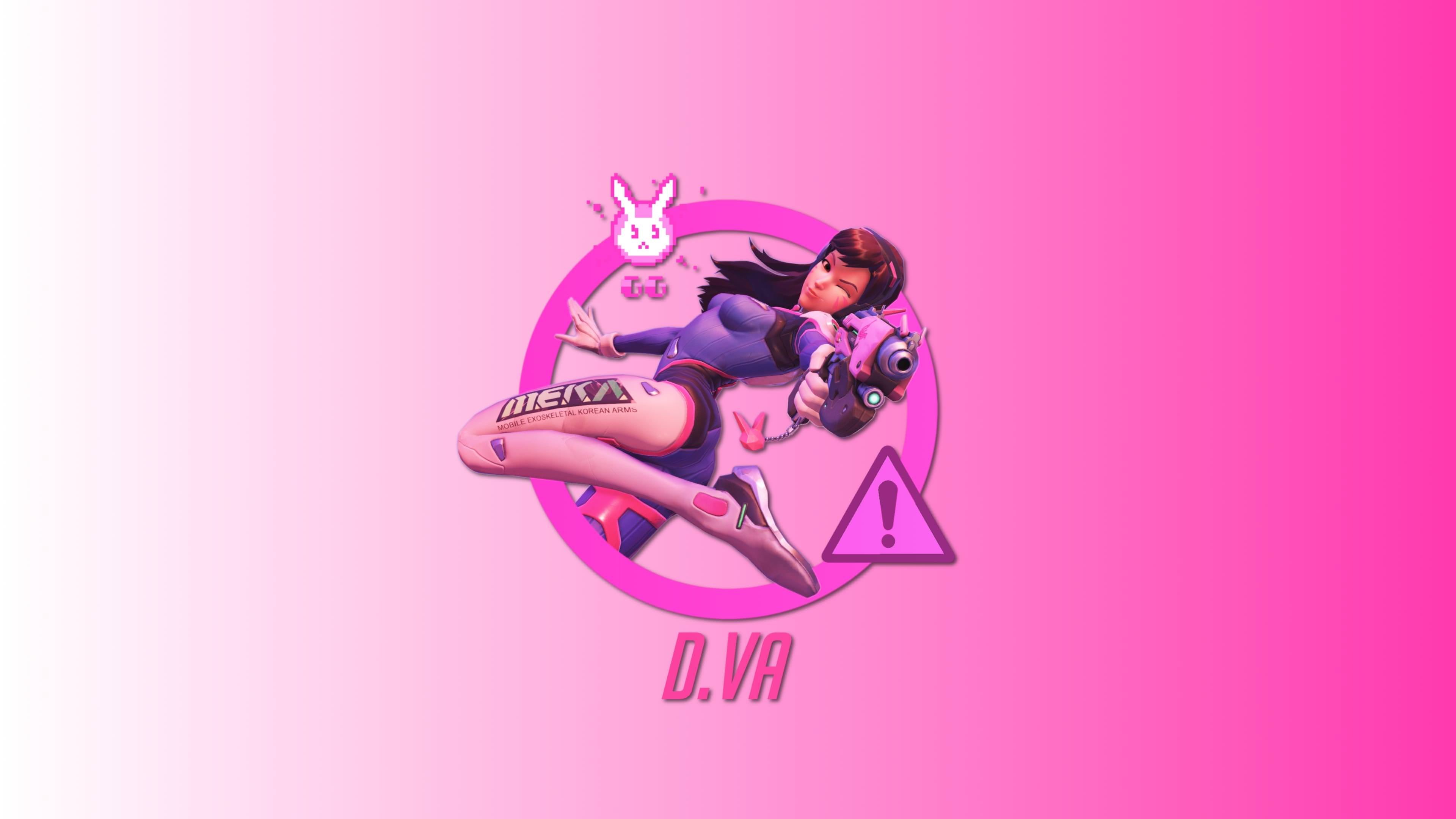 dva overwatch, child, full length, hd, studio shot, looking at camera, indoors, two people, artwork, girls, colored background, pink background, pink color, HD Wallpaper