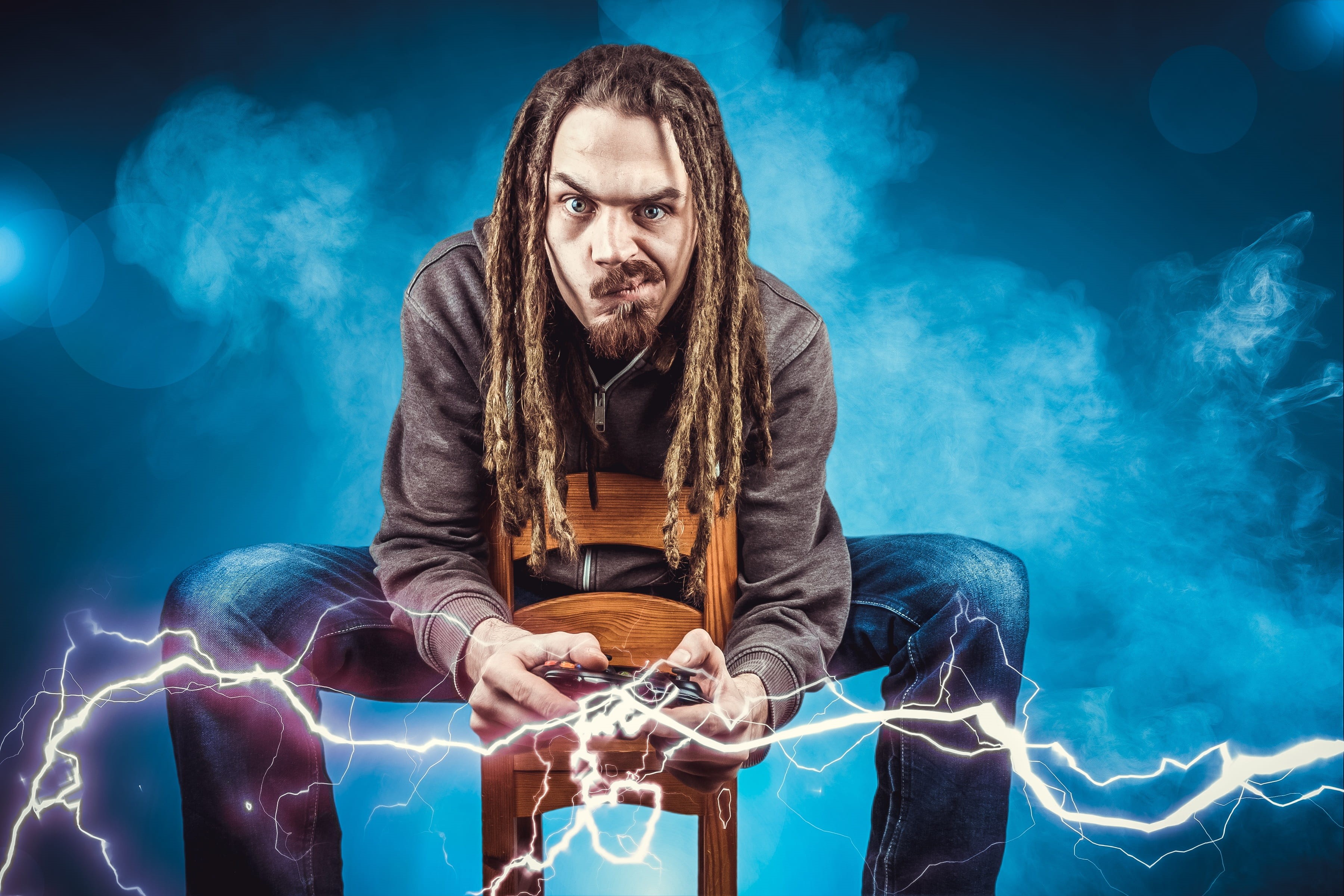 action, young men, self portrait, console, adult, computer game, control, image editing, game console, ps4, activity, smoke - physical structure, video games, HD Wallpaper