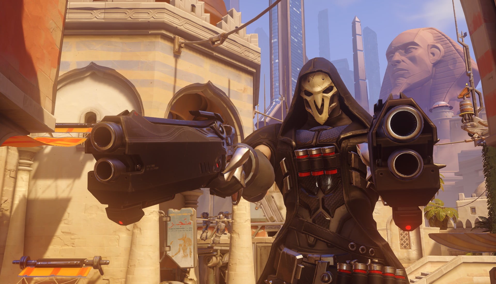 representation, city, video games, focus on foreground, real people, reaper, holding, Overwatch, Reaper (Overwatch), arts culture and entertainment, men, HD Wallpaper
