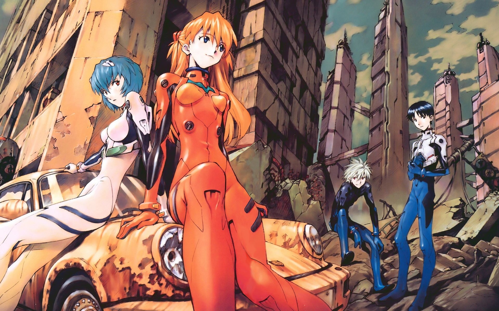 kaworu, rei, genesis, langley, neon, hd, evangelion, neon genesis evangelion, ayanami rei, kaworu nagisa, anime, soryu, Ikari Shinji, asuka, art, Asuka Langley Soryu, HD Wallpaper