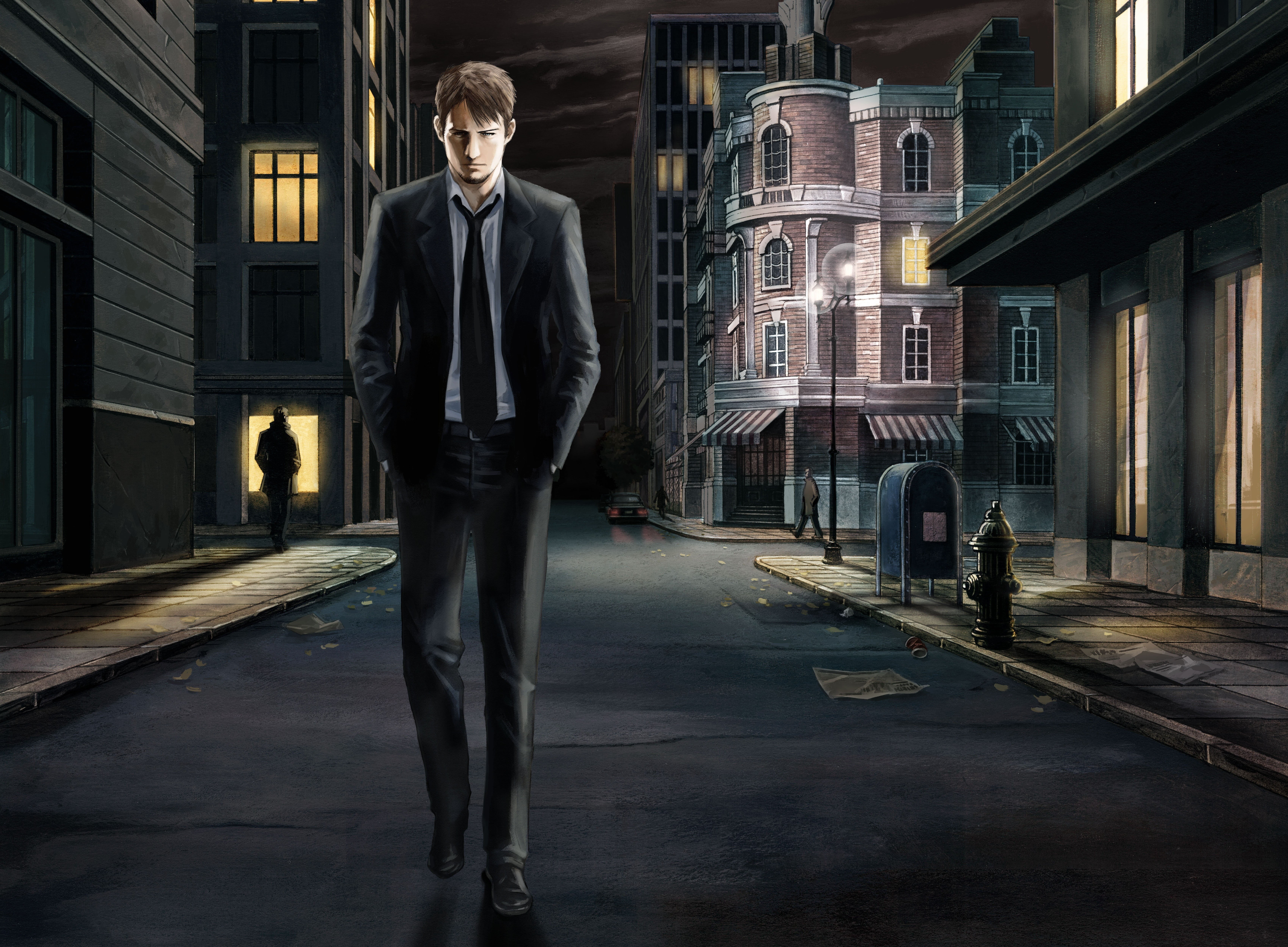 illustration, urban Scene, front view, Silent Night, architecture, men, professional Occupation, people, males, young Adult, businessman, 5K, adult, guy, HD Wallpaper