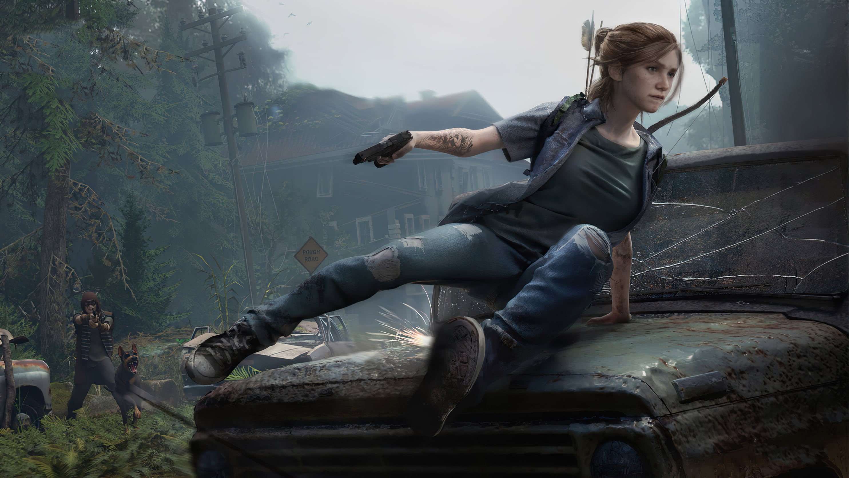 fan art, video game characters, video games, The Last of Us, pistol, Ellie Williams, 2K, digital art, video game girls, digital painting, artwork, The, HD Wallpaper