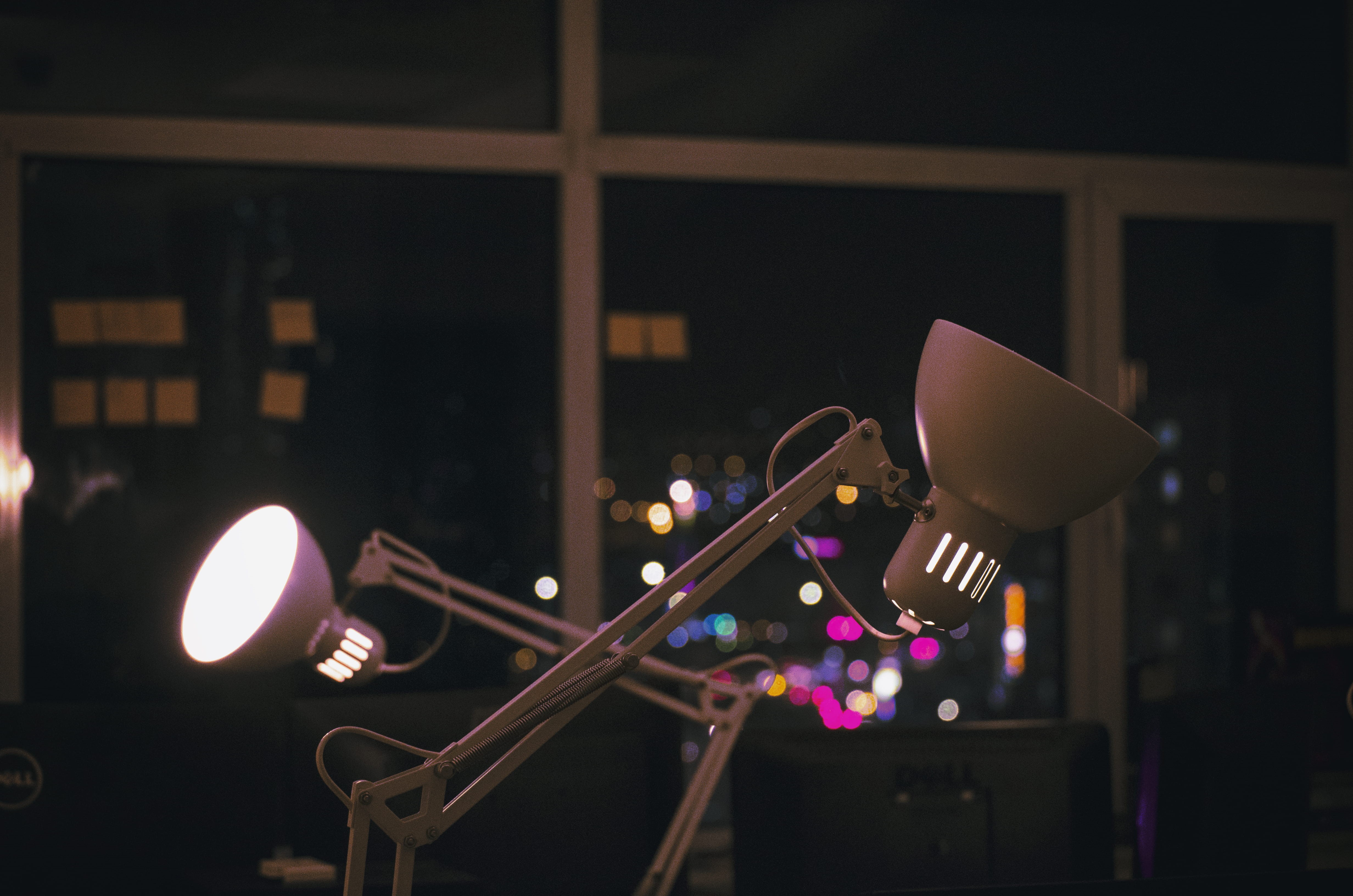 focus on foreground, input device, working late, late work, glass - material, business, desktop light, desktop, microphone, metal, night office, night light, HD Wallpaper