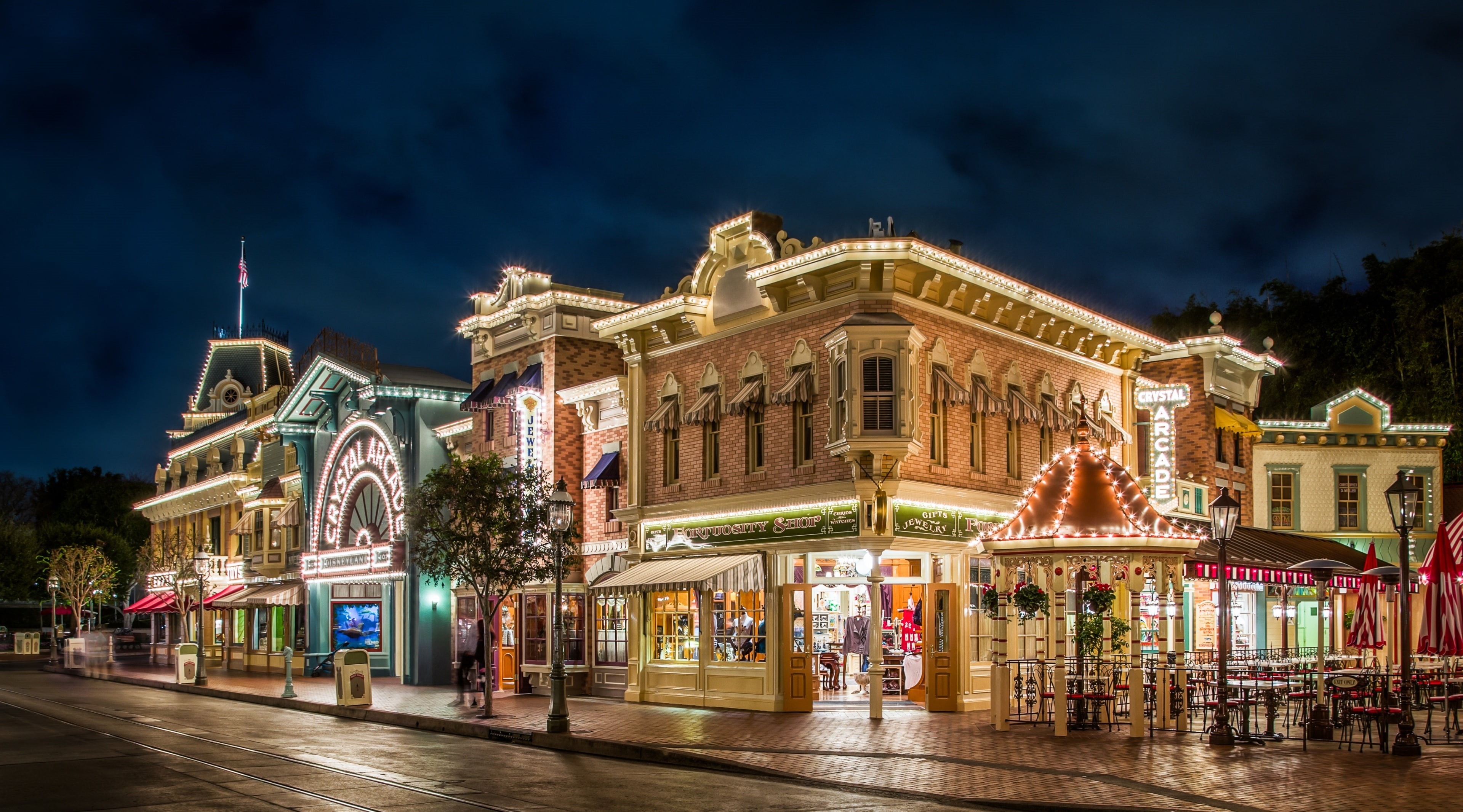 Disneyland, late, built structure, building exterior, horse, arts culture and entertainment, travel destinations, Christmas, outdoors, night, architecture, HD Wallpaper