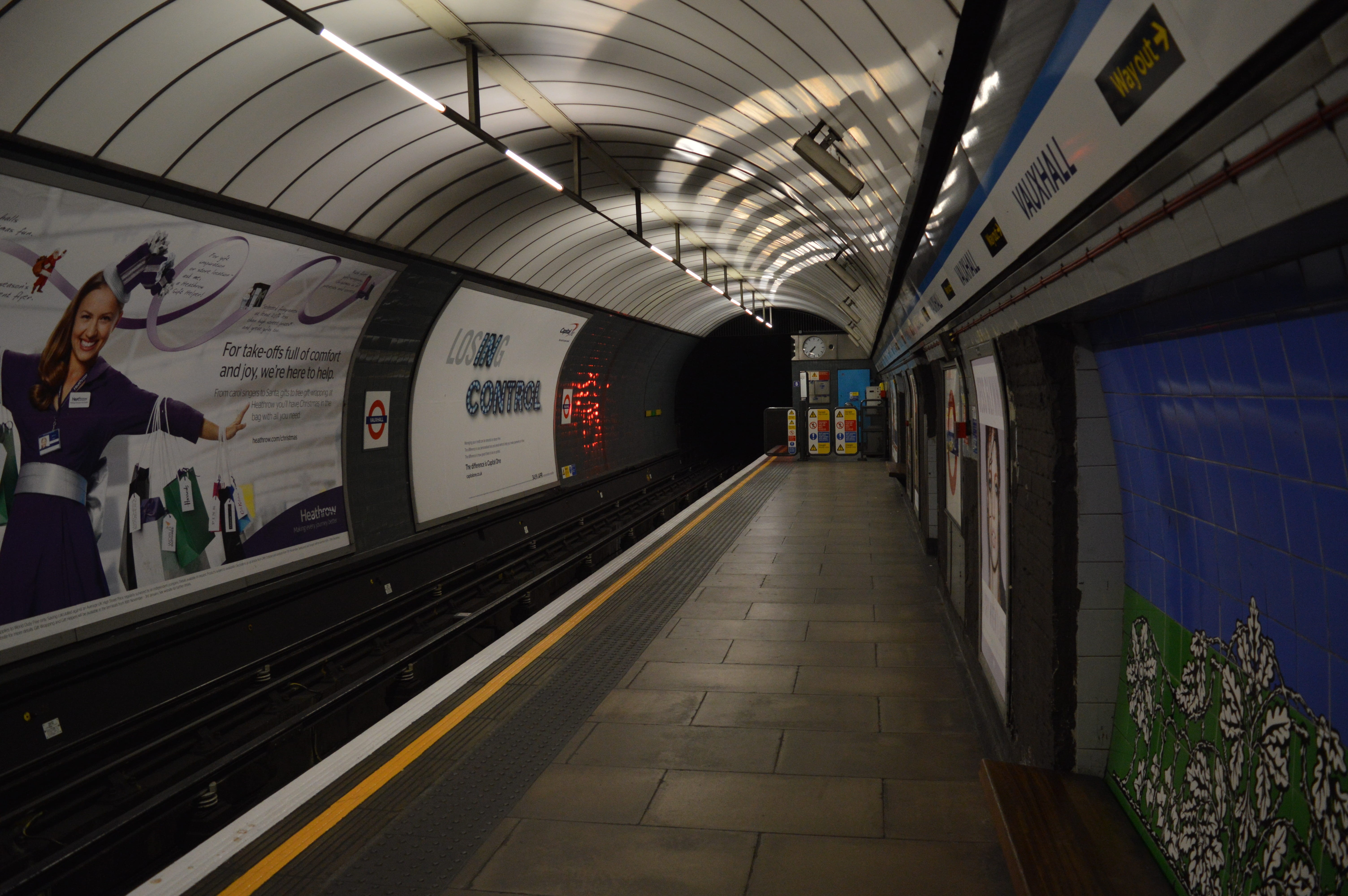 noise, railroad track, vauxhall, incidental people, travel, united kingdom, vauxhall station, empty, the way forward, illuminated, subway train, transportation, HD Wallpaper