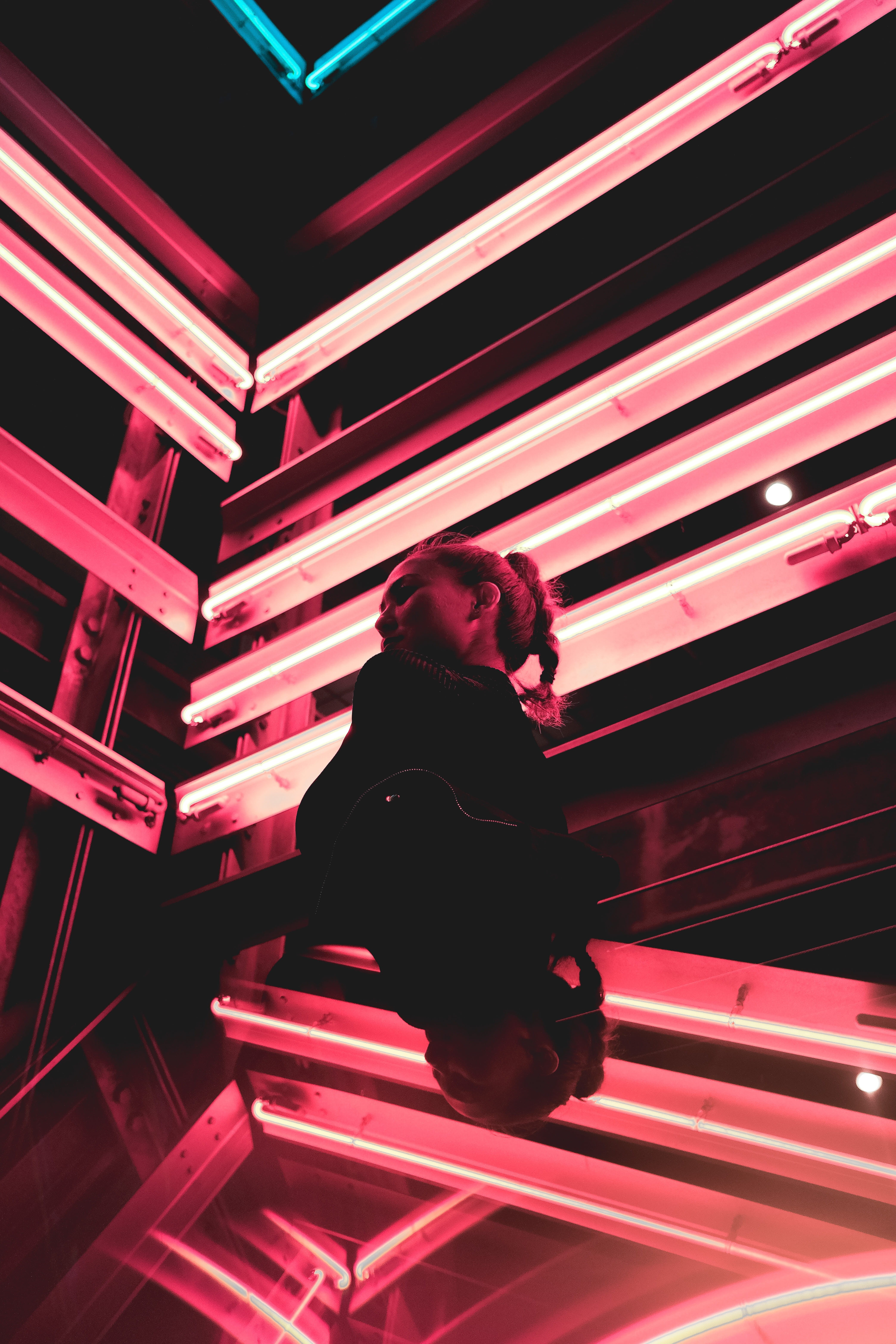 light, red neon, portrait, neon portrait, people, neon light, creative portarit, reflection, action, neon, technology, working, 5K, late night, night, Phone HD Wallpaper