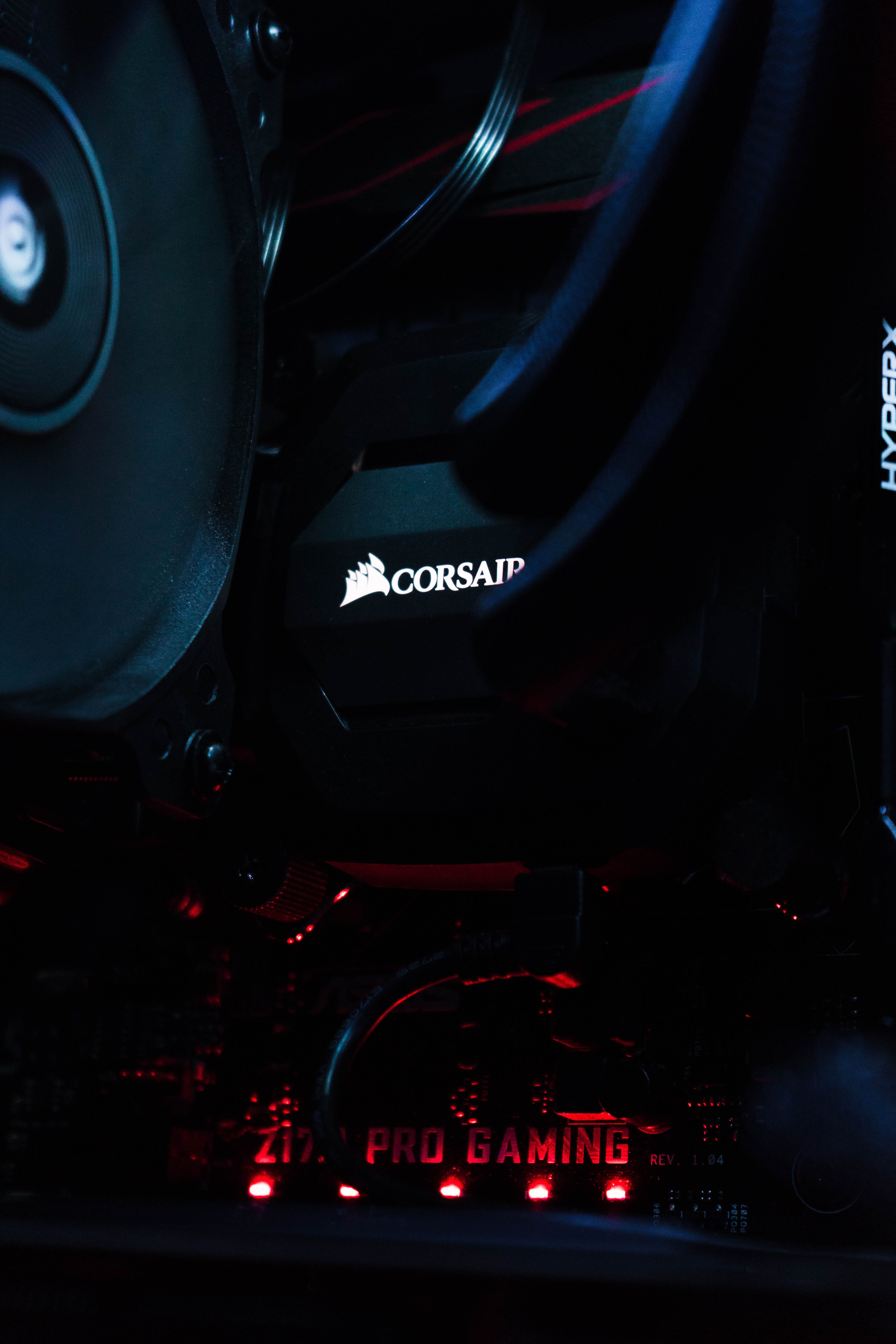 black, custom build pc, night, 5K, motherboard, indoors, electrical equipment, corsair, car, midnight, close-up, cpu, equipment, electronic, control panel, Phone HD Wallpaper