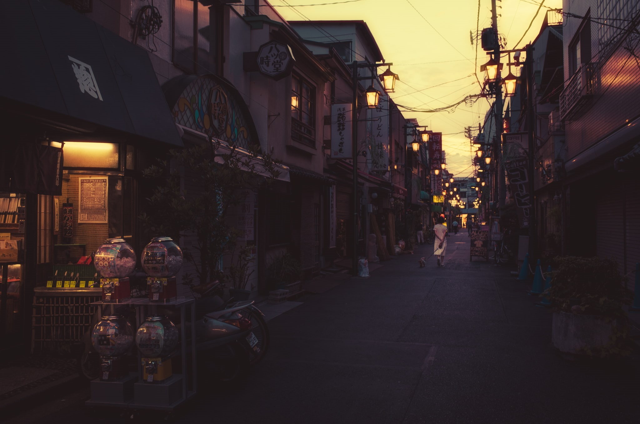 street light, Japan, 1080P, street, evening, urban, lights, HD Wallpaper
