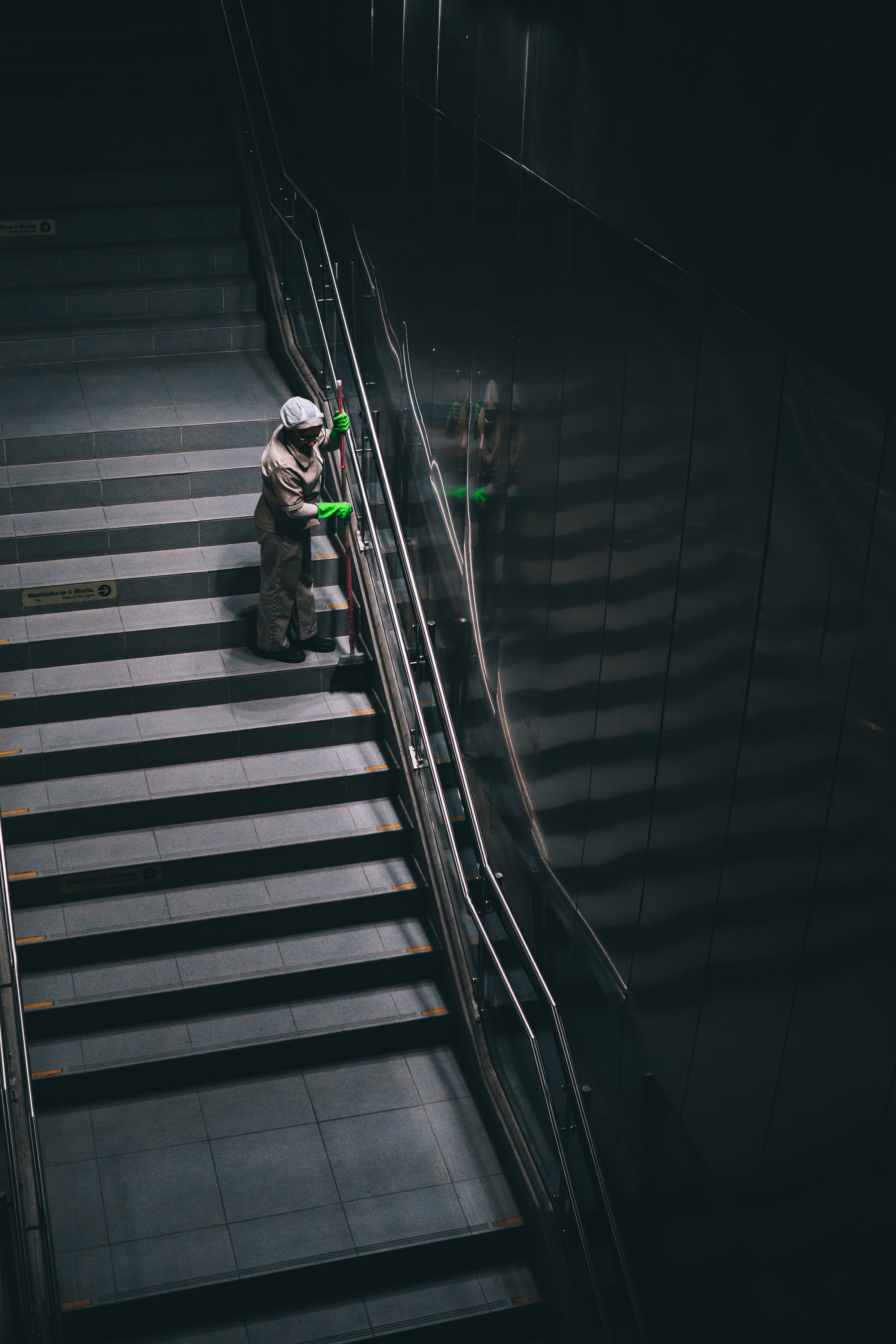 glass items, shadow, steps, staircase, metro, subway system, one person, 5K, high angle view, nature, connection, light, metro station, person, modern, Phone HD Wallpaper
