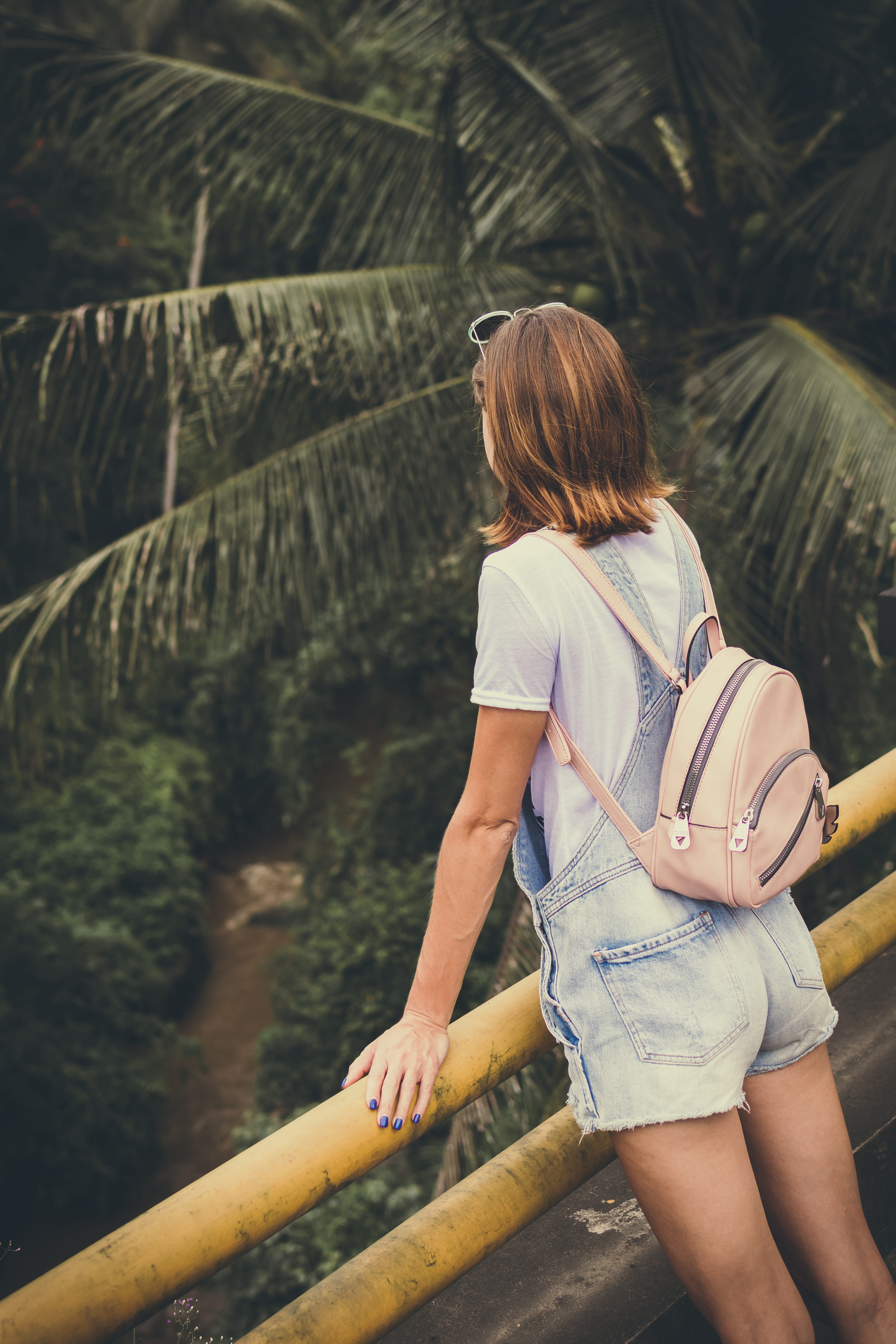 travel, real people, trip, tourist, metal, young adult, day, hair, nature, dungaree, daylight, stands, adventure, jungle, healthy, lady, girl, handrail, Phone HD Wallpaper