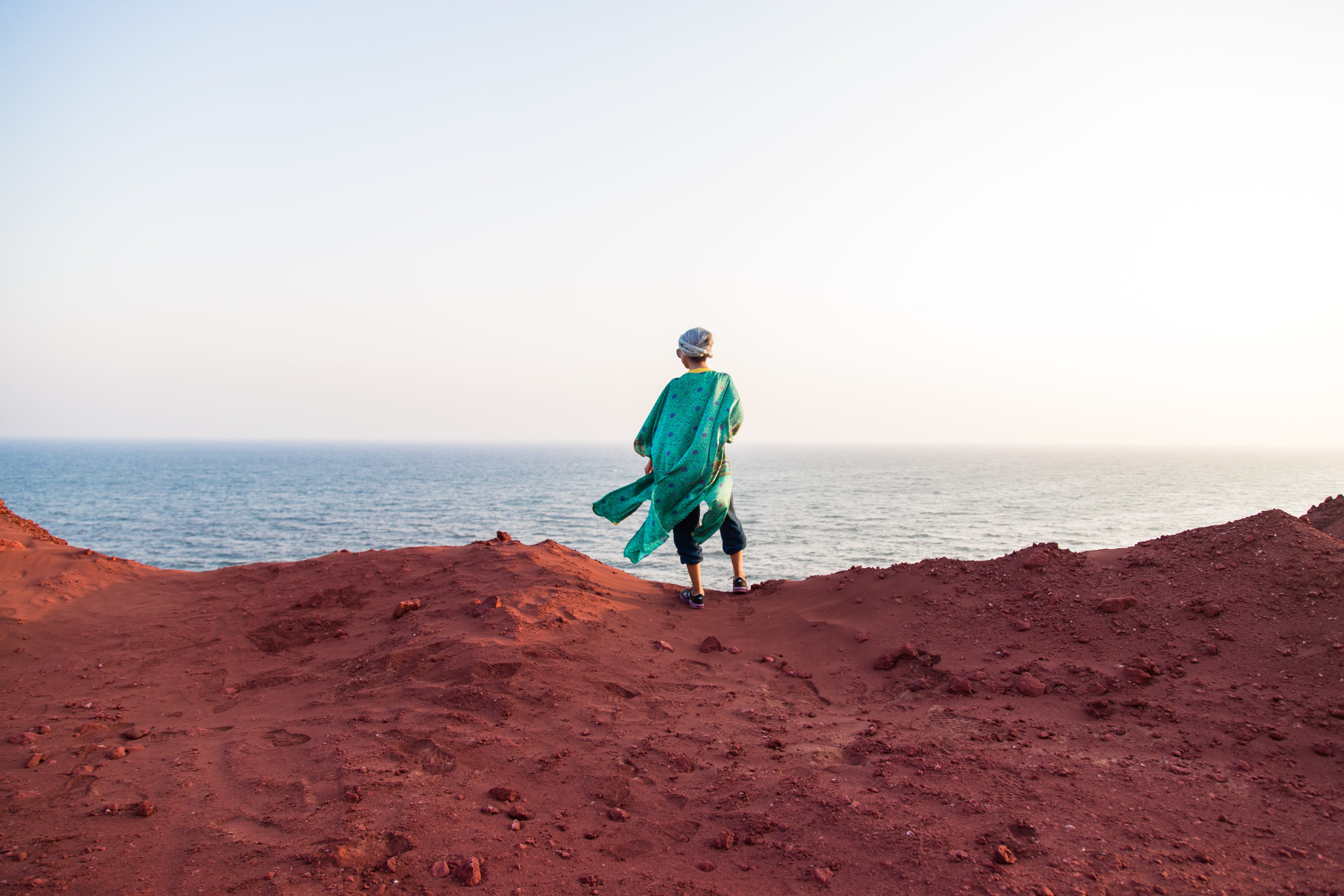 leisure activity, persian gulf, water, day, island, horizon over water, real people, sea, nature, outdoors, men, hormuz island, reed, horizon, iran, one person, HD Wallpaper
