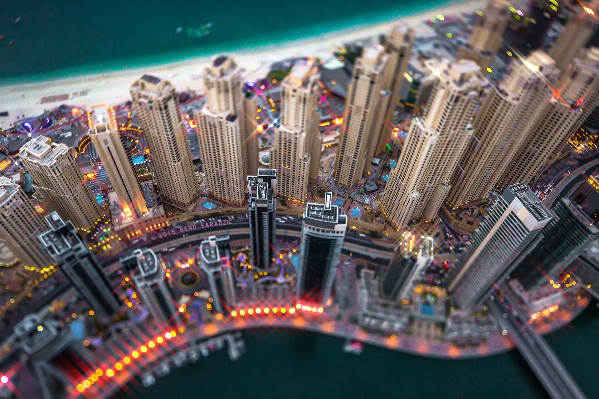 water, urban Scene, night, lights, aerial View, 1080P, travel destinations, architecture, building, no People, outdoors, sea, transportation, street, city life, HD Wallpaper