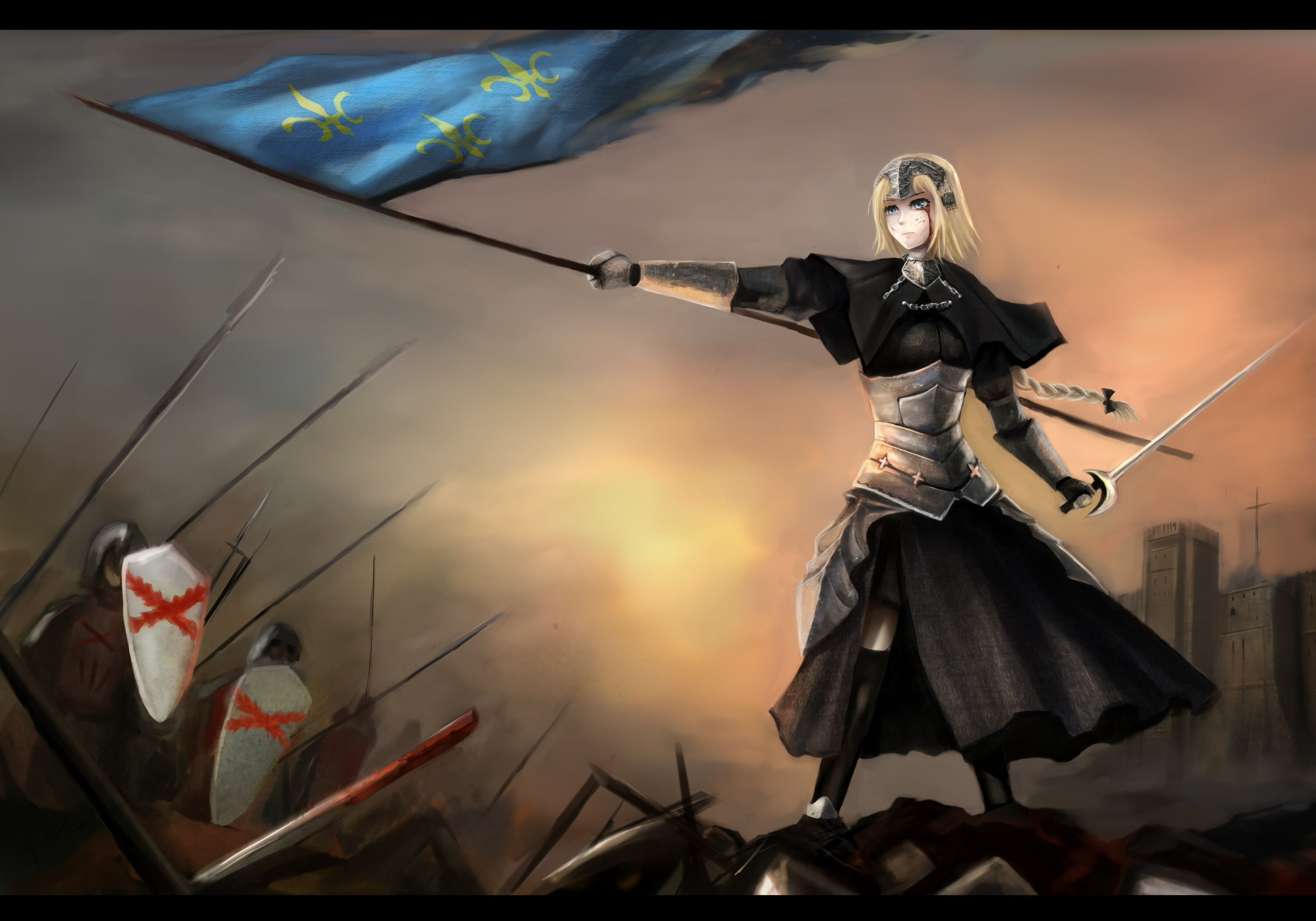 apocrypha, nopnop, d 039 arc, blue, 2K, armor, jeanne, fate, short, eyes, hair, HD Wallpaper
