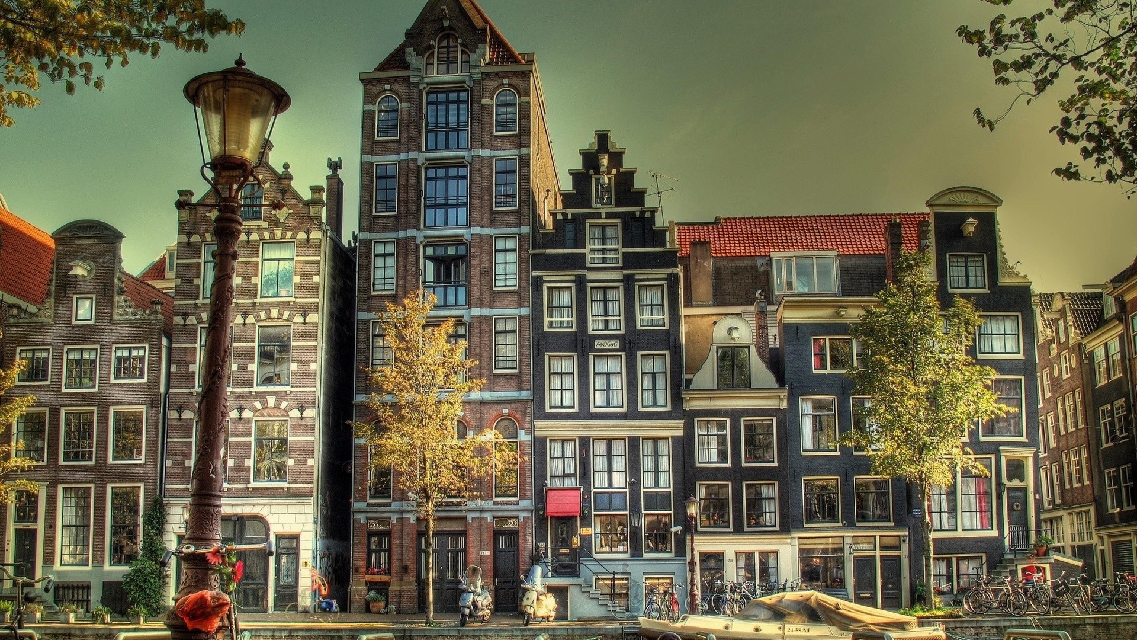 netherlands, street view, europe, amsterdam, 4K, houses, architecture, buildings, HD Wallpaper