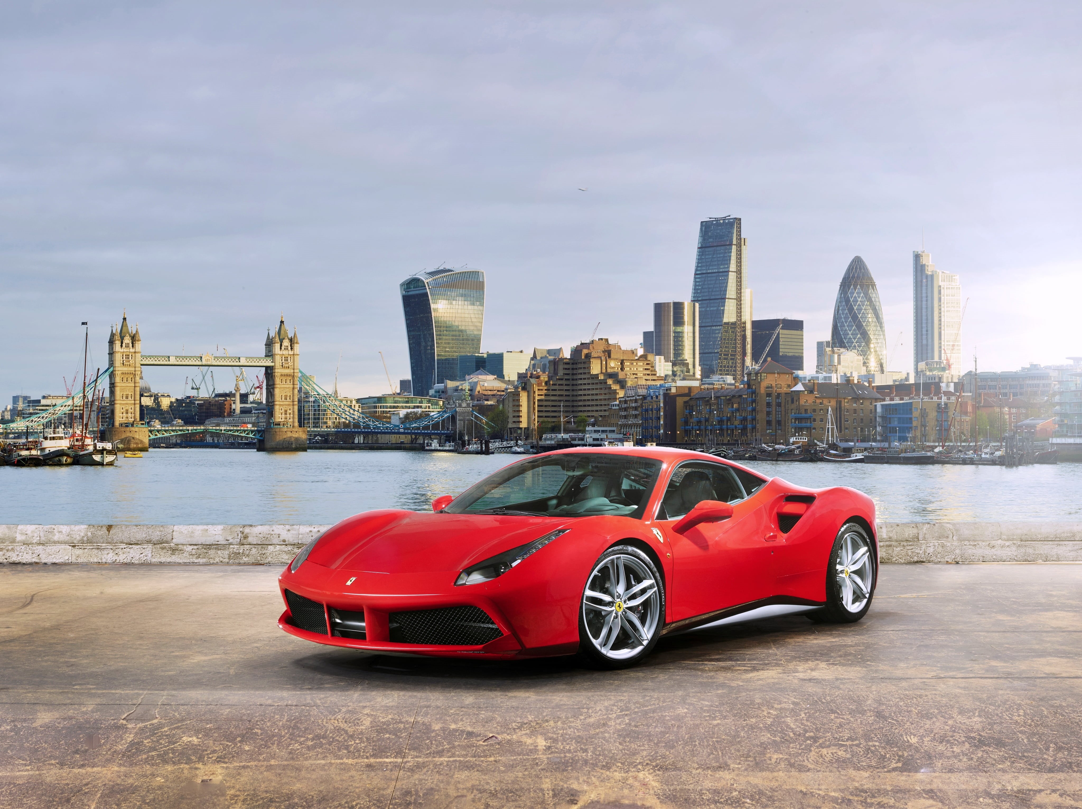 no people, land Vehicle, cityscape, architecture, ferrari, famous Place, building exterior, red, motor vehicle, nature, reflection, car, sky, uSA, luxury, HD Wallpaper