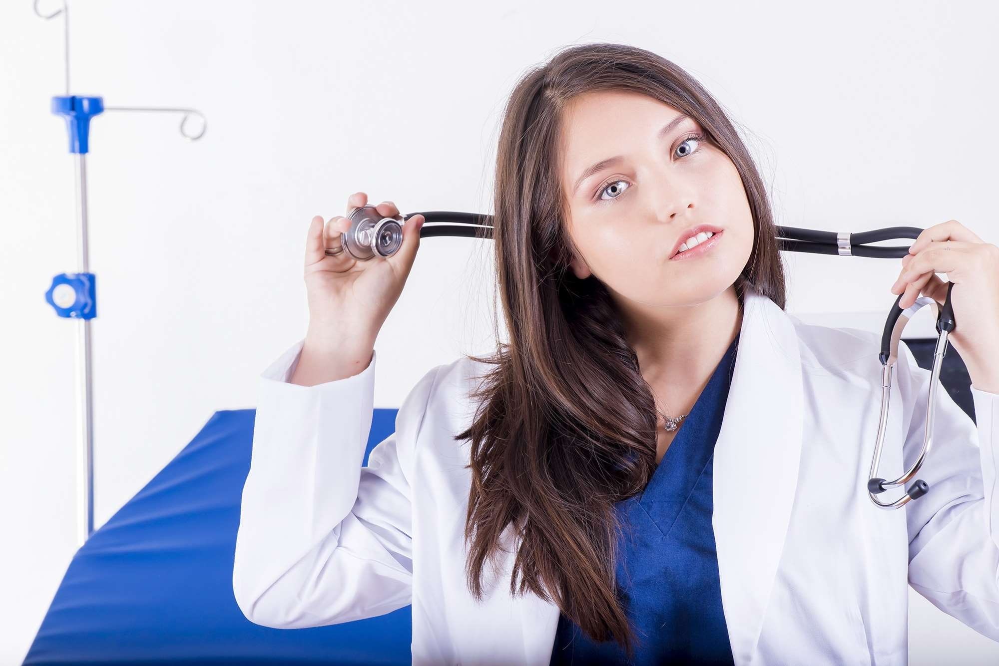 care, stethoscope, cure, clothing, beautiful woman, medicine, hospital, occupation, hairstyle, clinic, lab coat, indoors, team, surgeon, portrait, people, HD Wallpaper