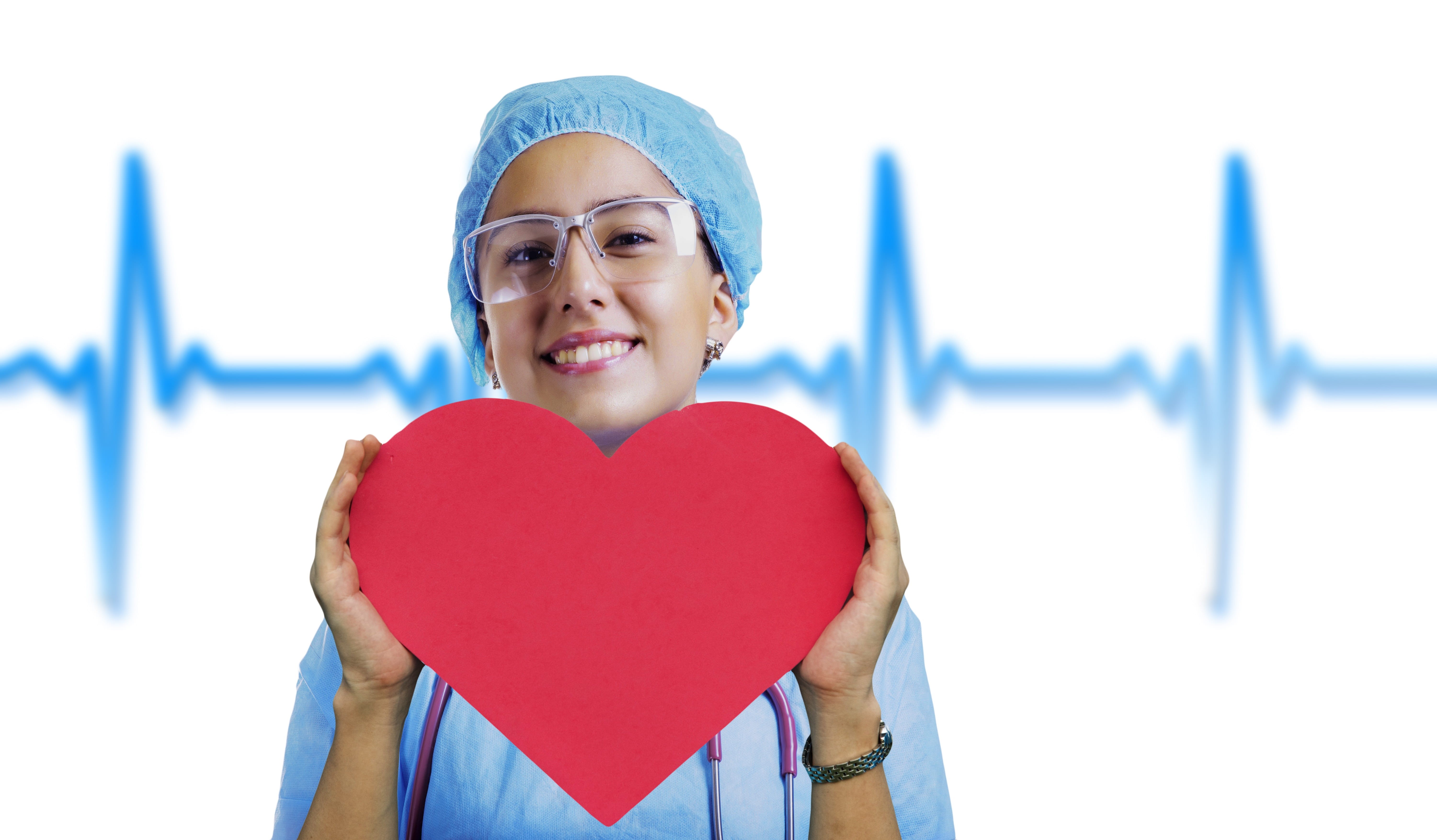 5K, health, happiness, hospital, looking at camera, red, healing, healthcare, indoors, portrait, care, heart, one person, valentines day - holiday, protective clothing, HD Wallpaper
