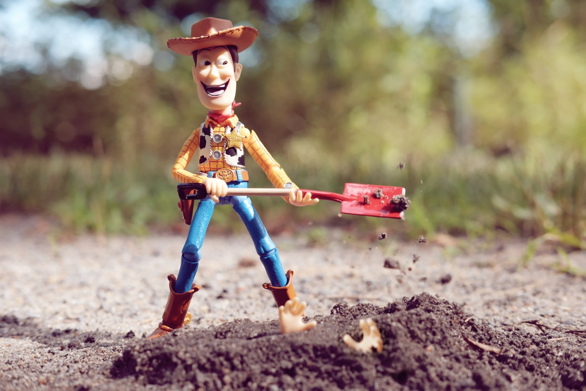 childhood, figurine, action, toy, field, dirt, toys, puppets, creativity, male likeness, plant, humor, focus on foreground, one person, yellow, representation, HD Wallpaper