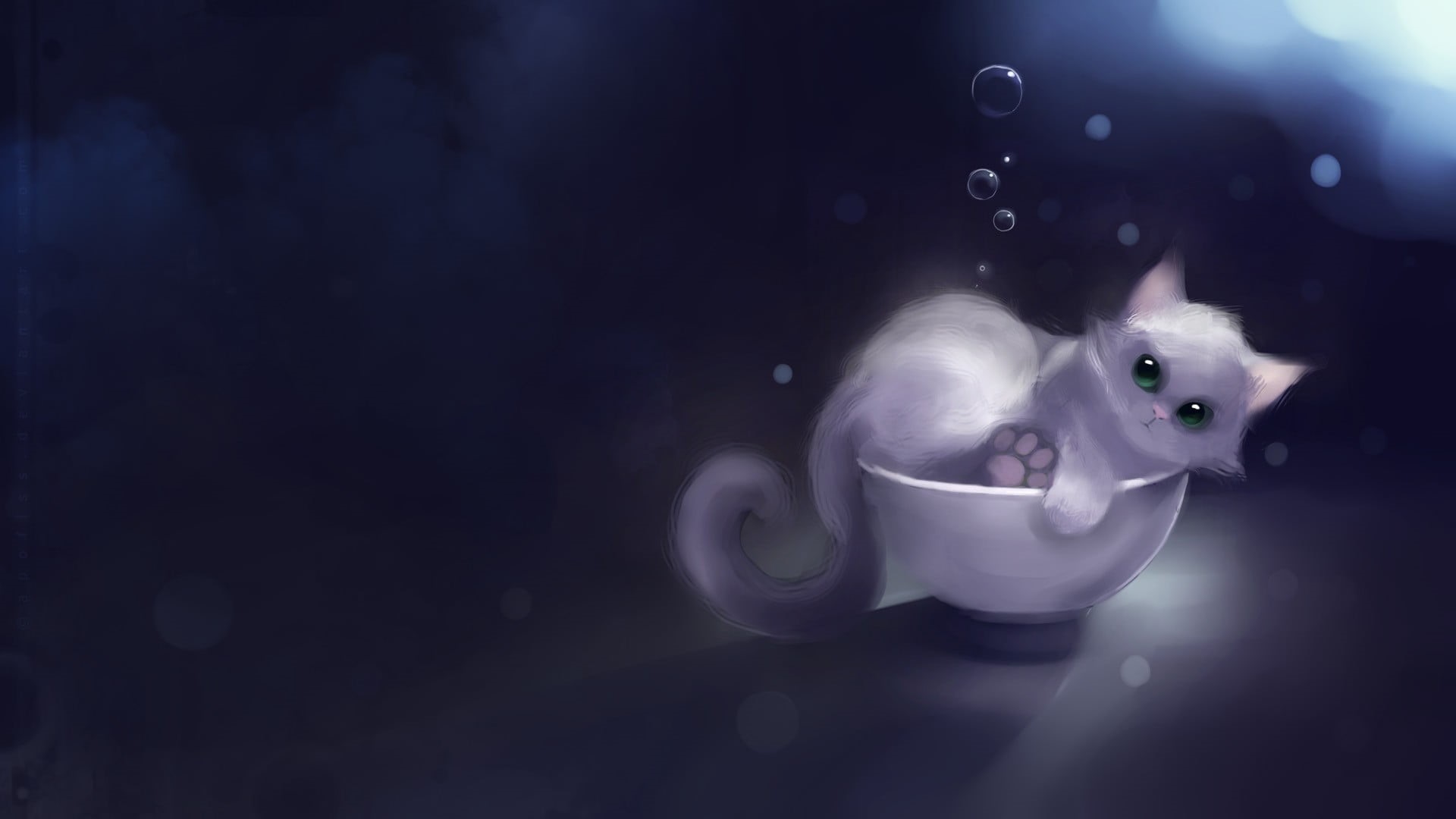 animals in the wild, Apofiss, bowls, marine, cat, animal themes, DeviantArt, fish, illustration, animals, mammal, fantasy art, animal, sea, water, undersea, HD Wallpaper