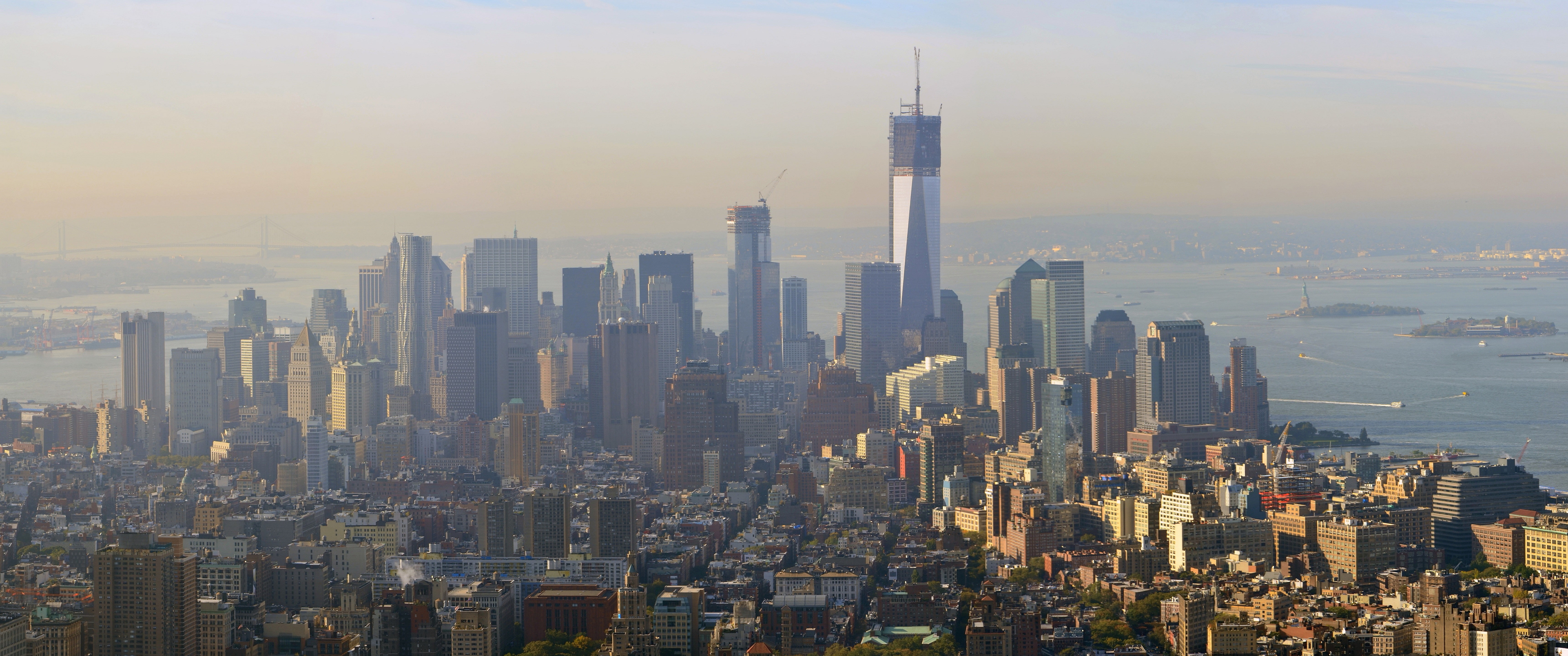 skyline, nature, tall - high, New York City, travel destinations, tower, urban skyline, landscape, pollution, building exterior, sky, outdoors, modern, HD Wallpaper