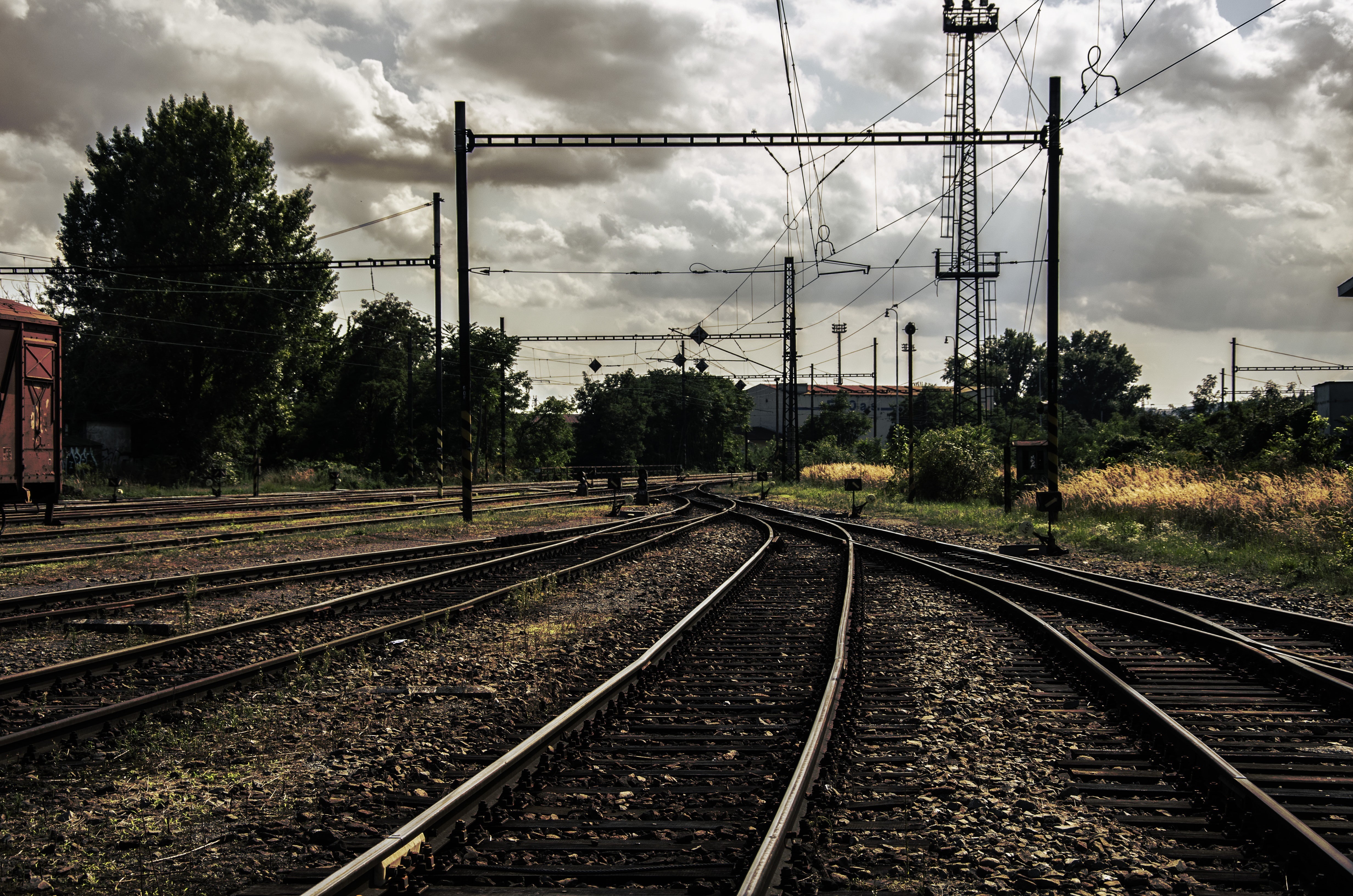 old, power line, Pripyat, car, transportation, electricity pylon, sky, railway, connection, track, Ukraine, 4K, plant, the way forward, direction, technology, HD Wallpaper