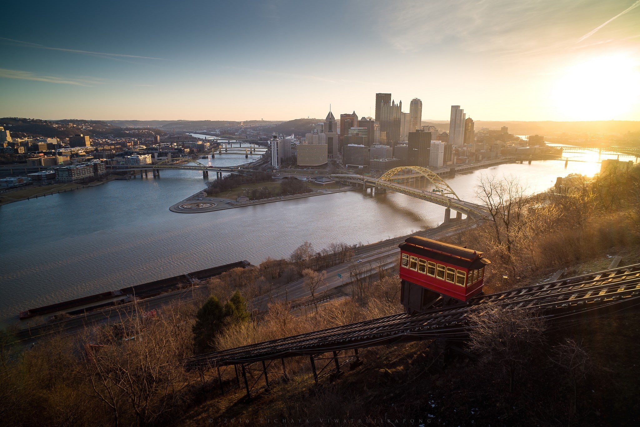 transportation, 1080P, bridge - man made structure, building, no people, architecture, office building exterior, city, river, outdoors, high angle view, HD Wallpaper