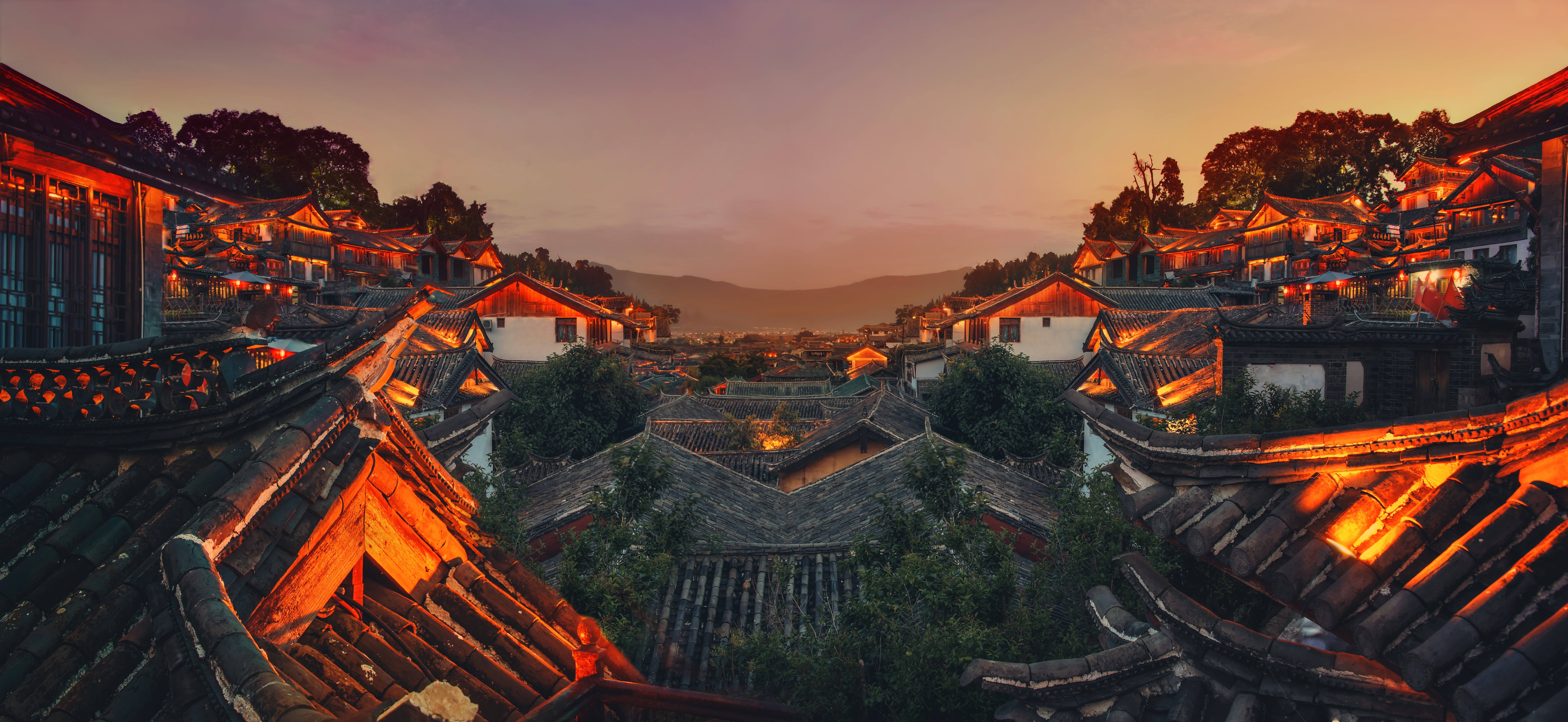 8K, Yunnan, Night, Roof, Cities, Village, Lijiang, China, HD Wallpaper