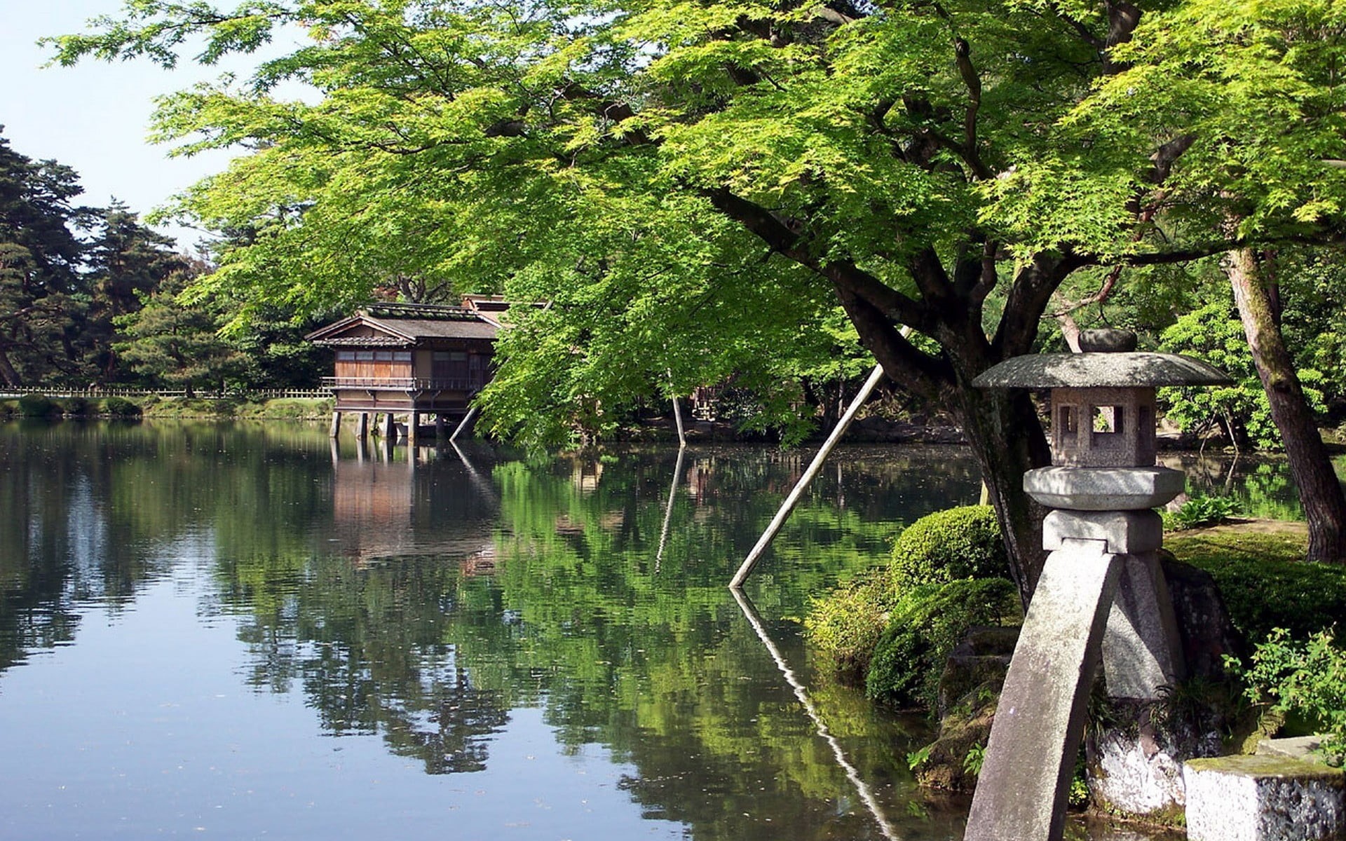 beauty in nature, water, reflection, garden, built structure, no people, plant, outdoors, tranquility, scenics - nature, day, landscape, building exterior, HD Wallpaper