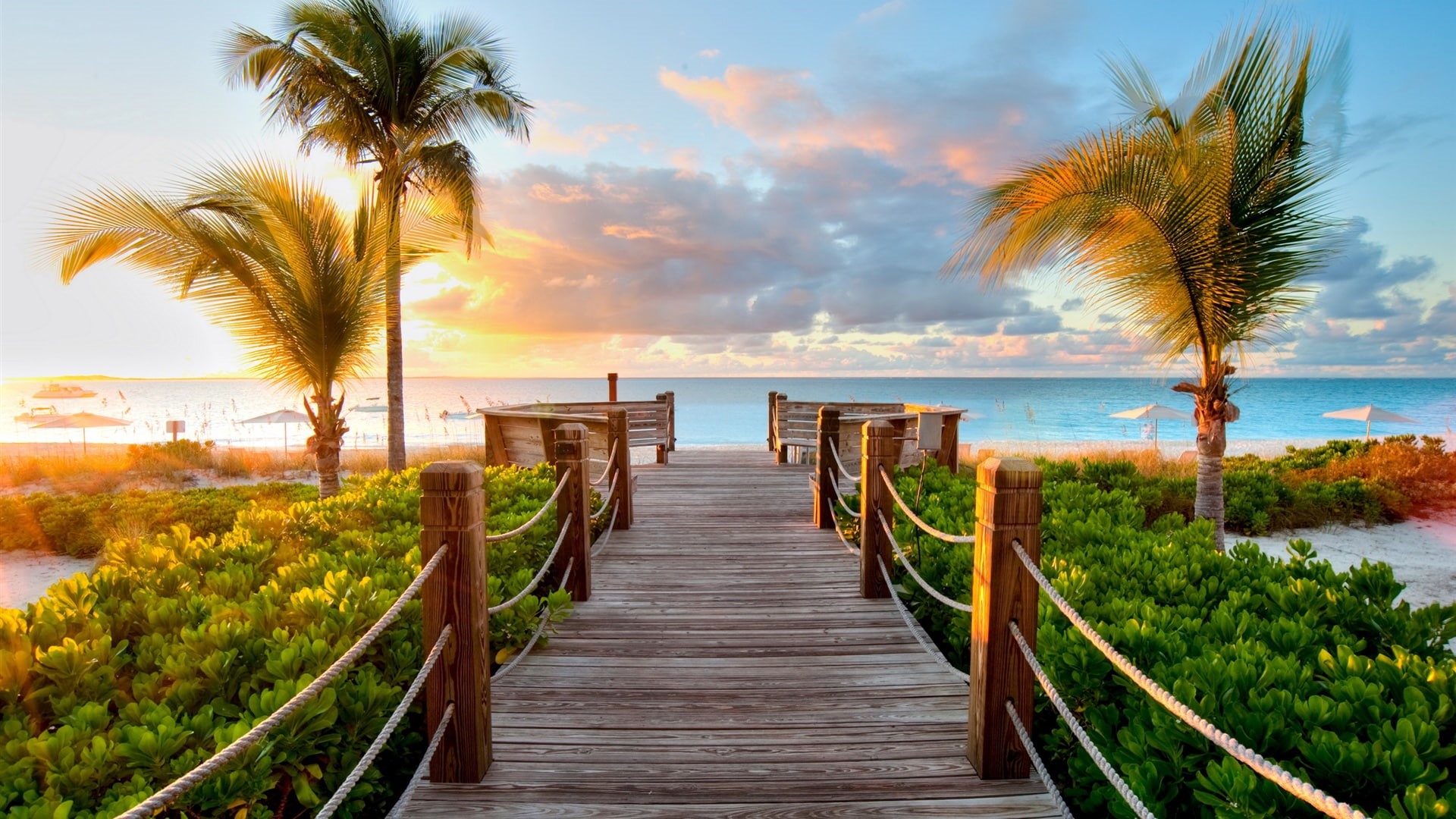 1080P, sunset, hD, paradise Beach, HD Wallpaper