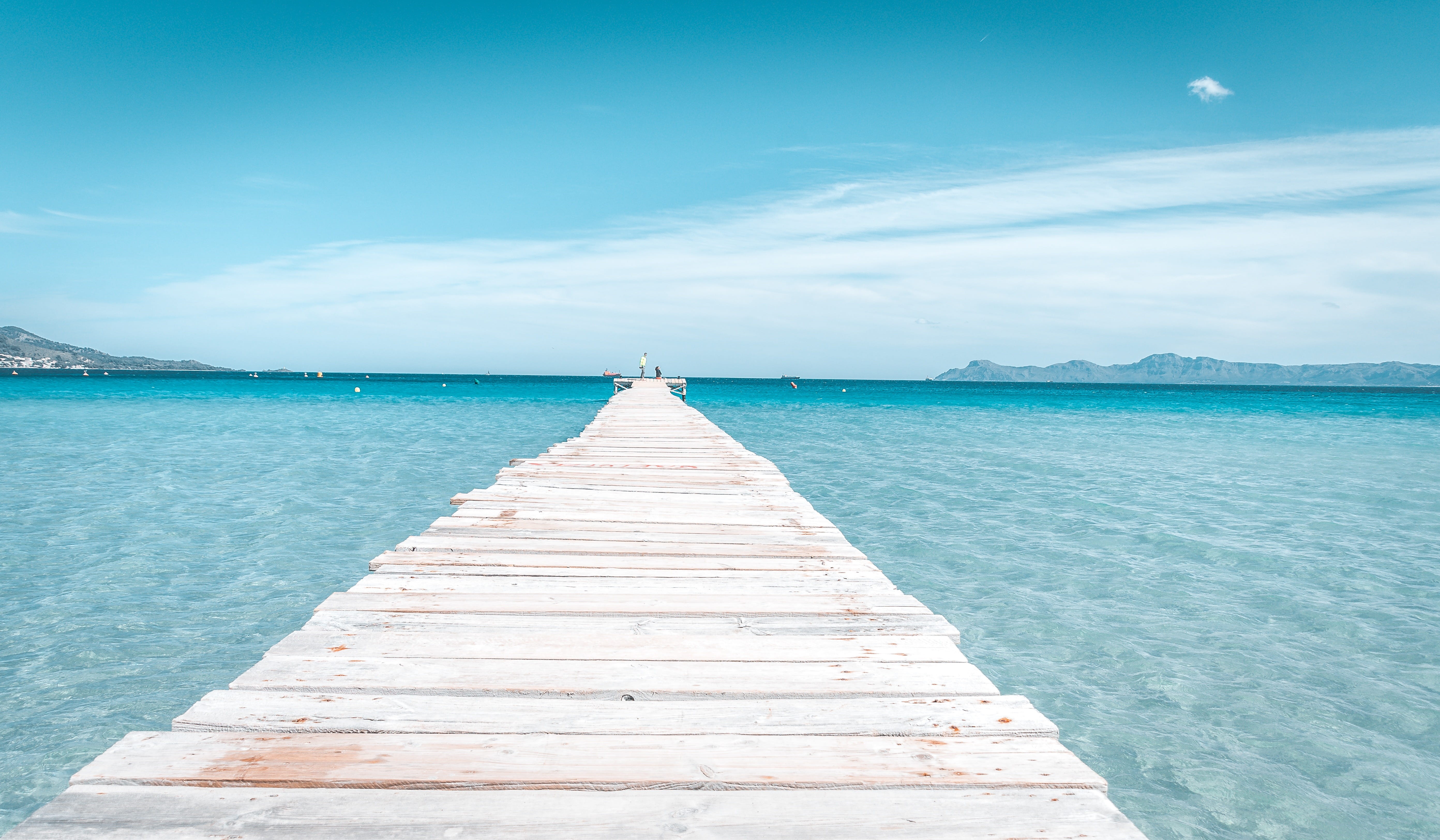 sky, idyllic, day, paradise, alcudia, scenics - nature, horizon over water, blue, no people, the way forward, diminishing perspective, beauty in nature, HD Wallpaper