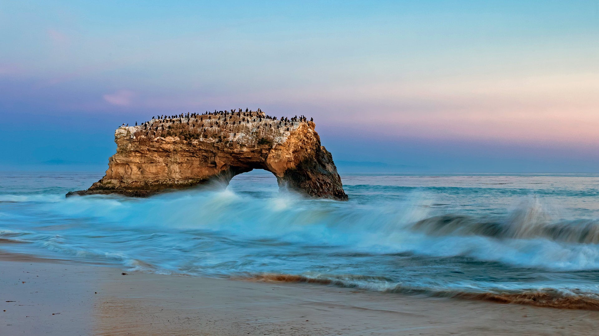 tropical, paradise, ocean, scenics - nature, land, scenery, arch, natural arch, idyllic, rock, tranquil, waves, holiday, coastline, sun, rock formation, HD Wallpaper