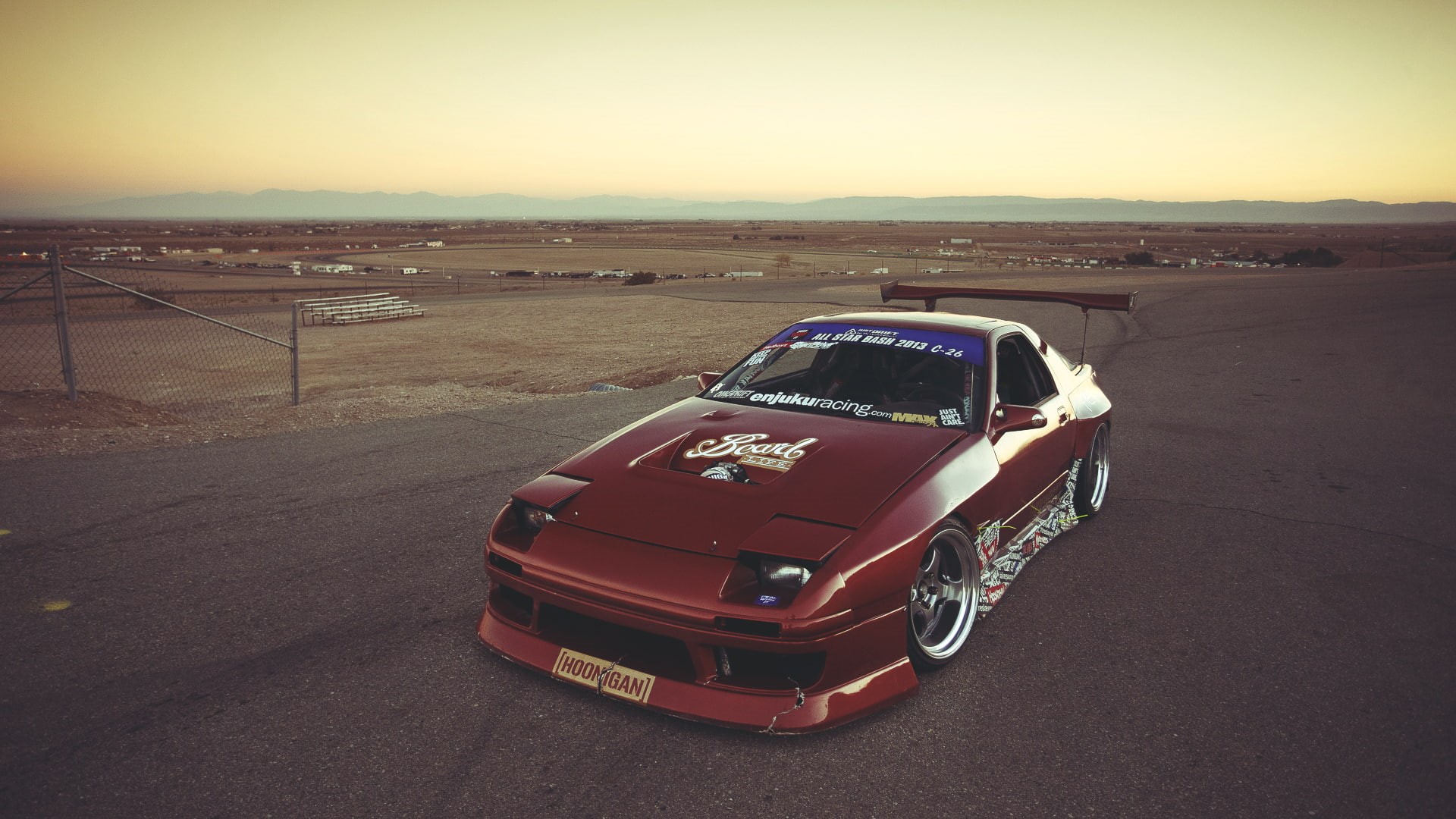 architecture, 1080P, coupe, transportation, outdoors, rx7, sky, day, landscape, environment, Mazda, land, red, land vehicle, car, desert, mode of transportation, HD Wallpaper