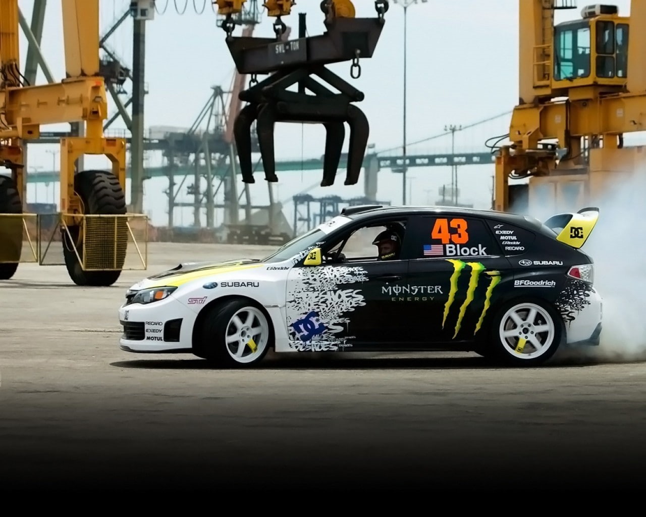 industry, no people, road, city, 720P, wheel, outdoors, glass - material, rally cars, motion, land vehicle, architecture, Ken Block, tire, day, motor vehicle, HD Wallpaper
