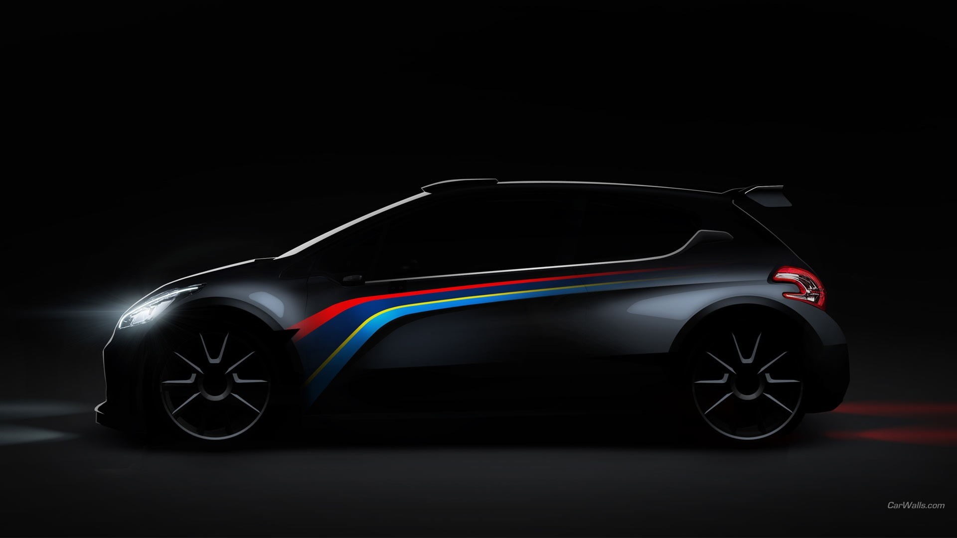 indoors, luxury, studio shot, motor vehicle, Peugeot 208, renewable energy, sports car, 1080P, copy space, red, hatchback, car, racecar, mode of transportation, HD Wallpaper
